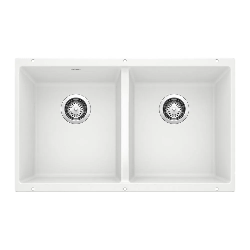 Blanco 516320 Precis 16-Inch Equal Double Bowl Sink, White