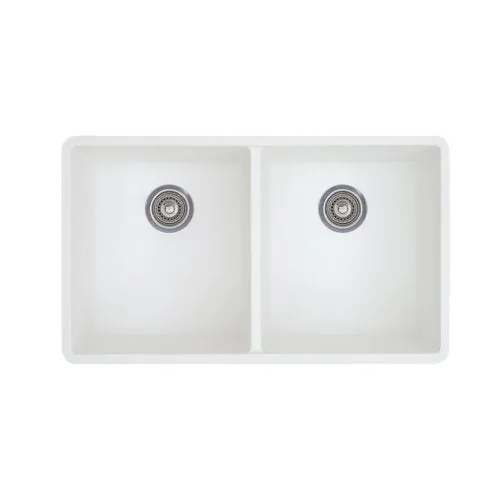 Blanco 516320 Precis 16-Inch Equal Double Bowl Sink, White