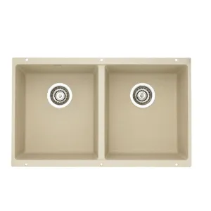 Blanco 516320 Precis 16-Inch Equal Double Bowl Sink, White