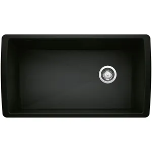 Blanco America 442916 Diamond 33-1/2" Undermount Single Basin Silgranit Kitchen Sink, Black