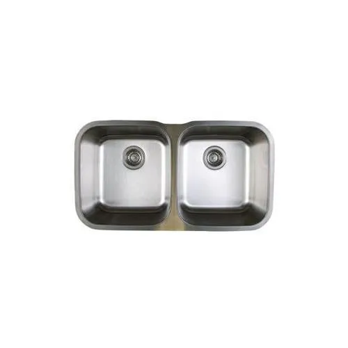 Blanco BL441020 Stellar 8-Inch Equal Double Bowl Sink, Refined Brushed
