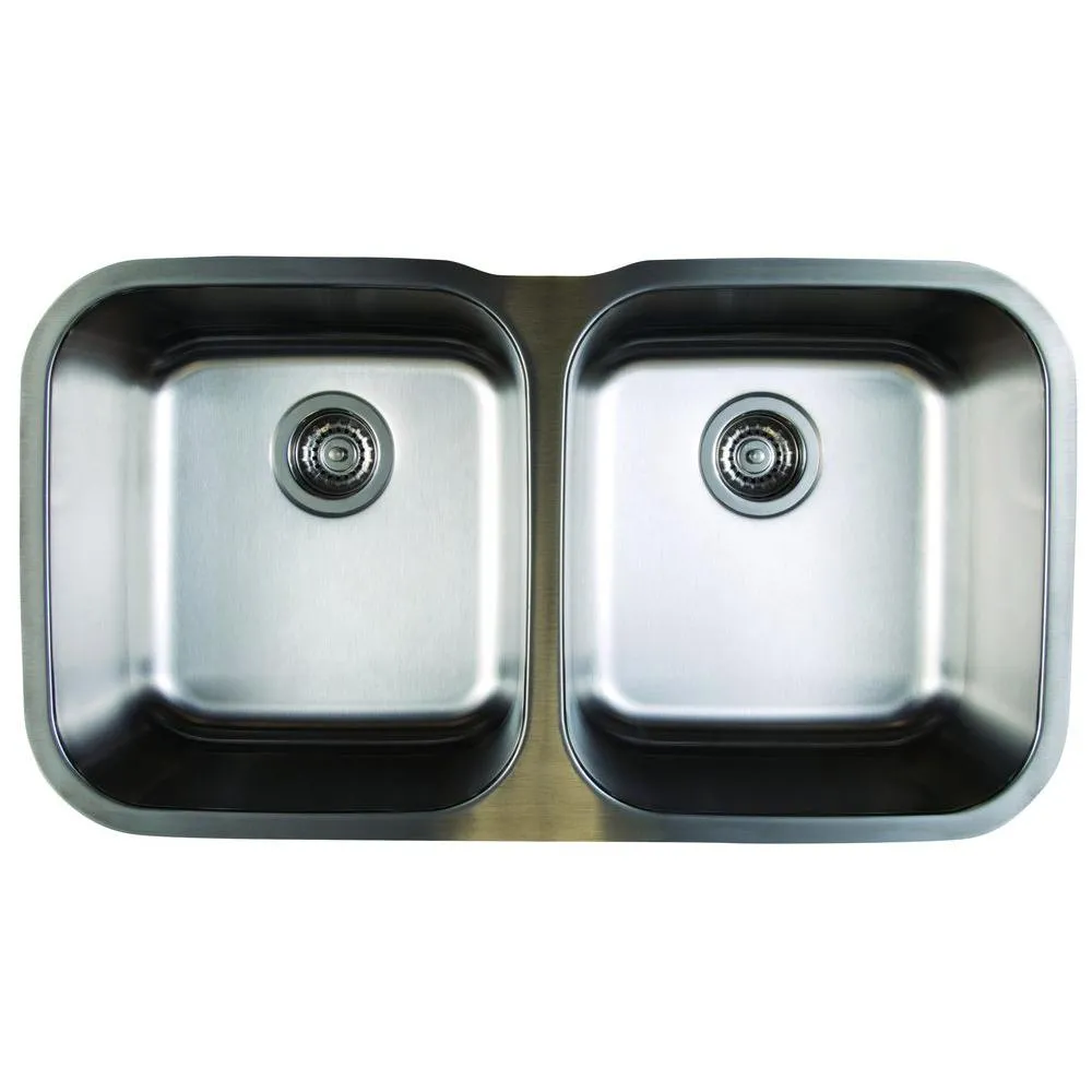 Blanco BL441020 Stellar 8-Inch Equal Double Bowl Sink, Refined Brushed