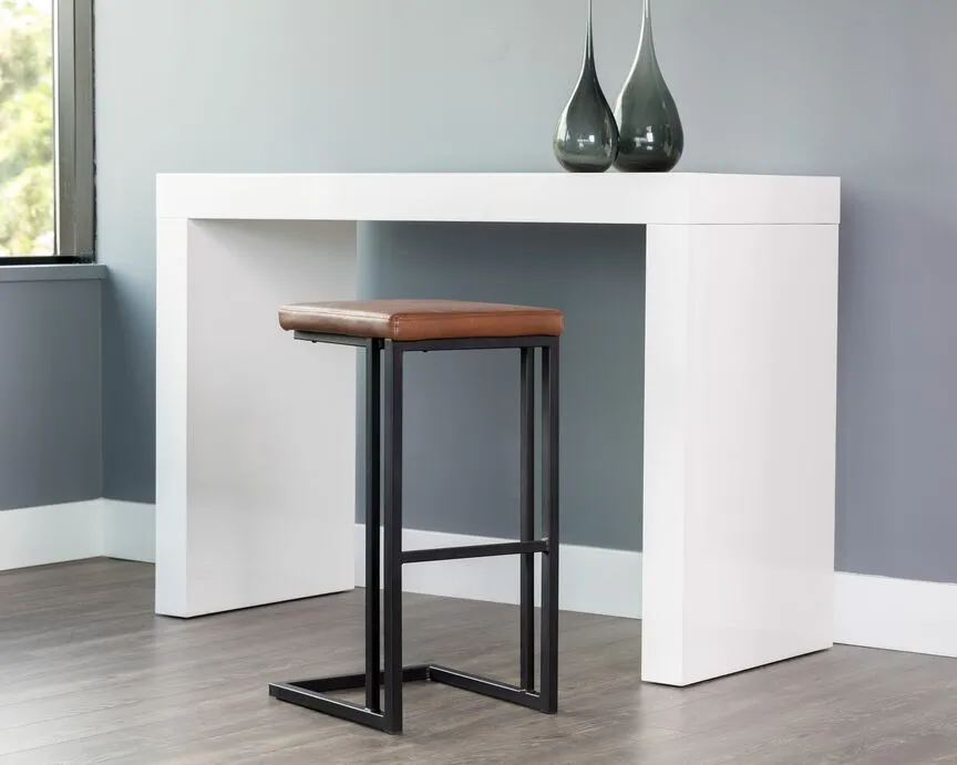 Boone Bar Height Stool - Black, Bravo Cognac