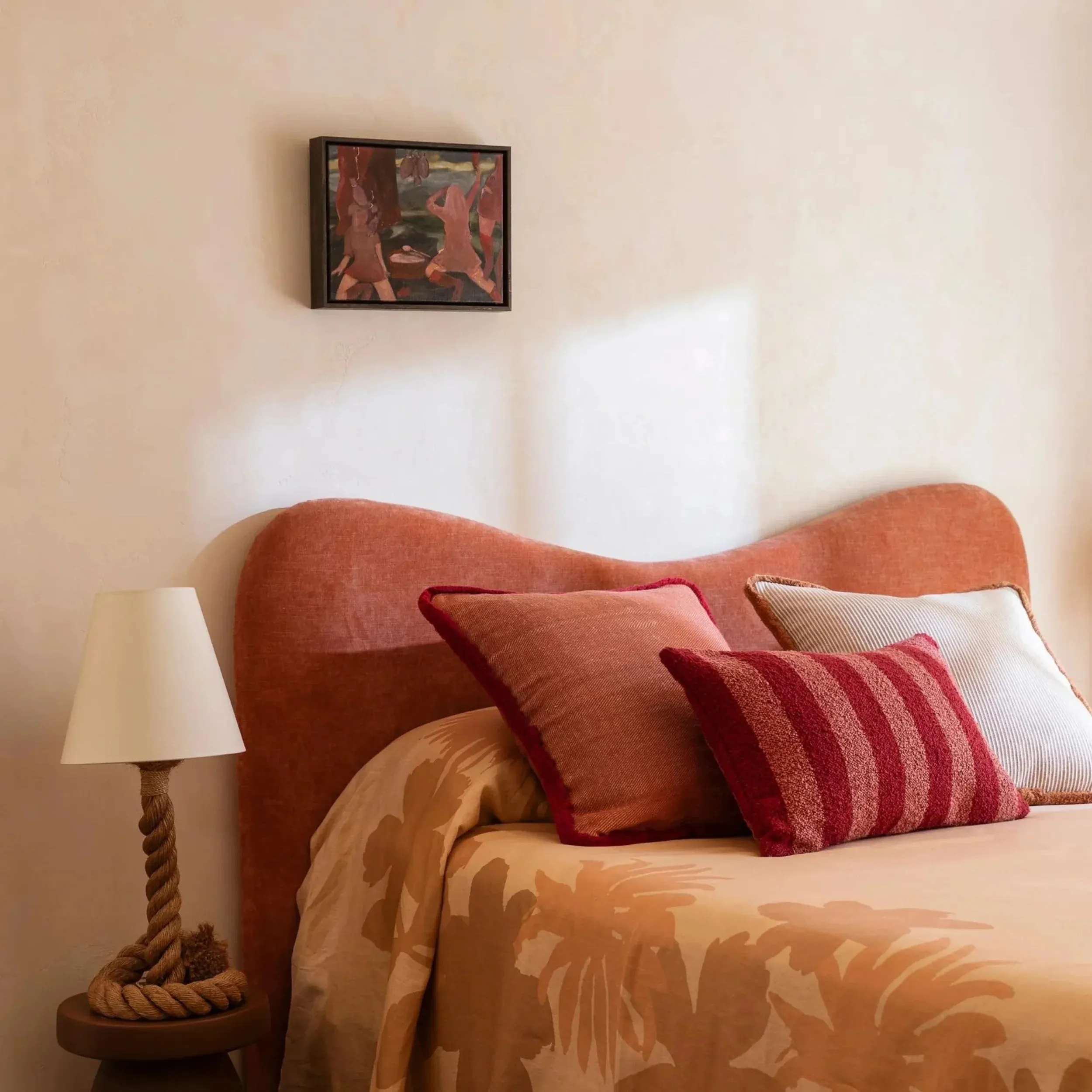 Boucle Stripe Cushion - Burgundy