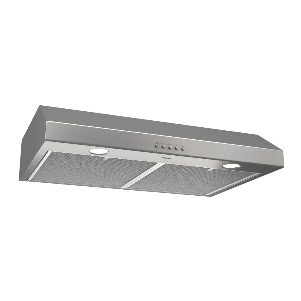 Broan-Nutone BCSQ130SS Glacier 30 in. 300 CFM Convertible Under Cabinet Range Hood with Light in Stainless Steel