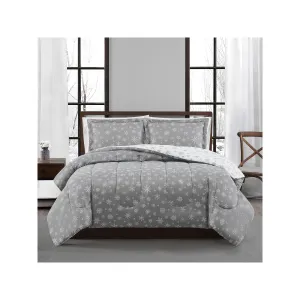 Brooklyn Loom Snowflake 3-Pc. Midweight Reversible Comforter Set - SNOWFLAKE GREY ONE SIZE