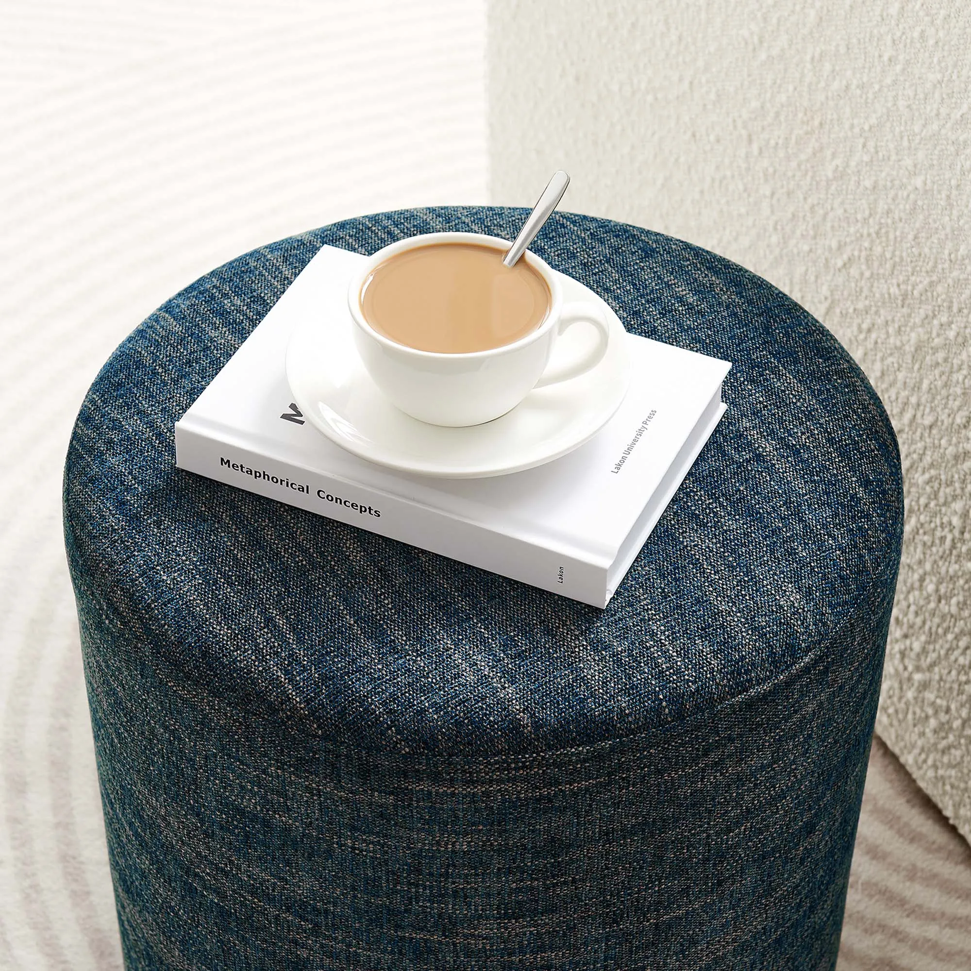 Callum 16" Round Woven Heathered Fabric Upholstered Ottoman by Modway
