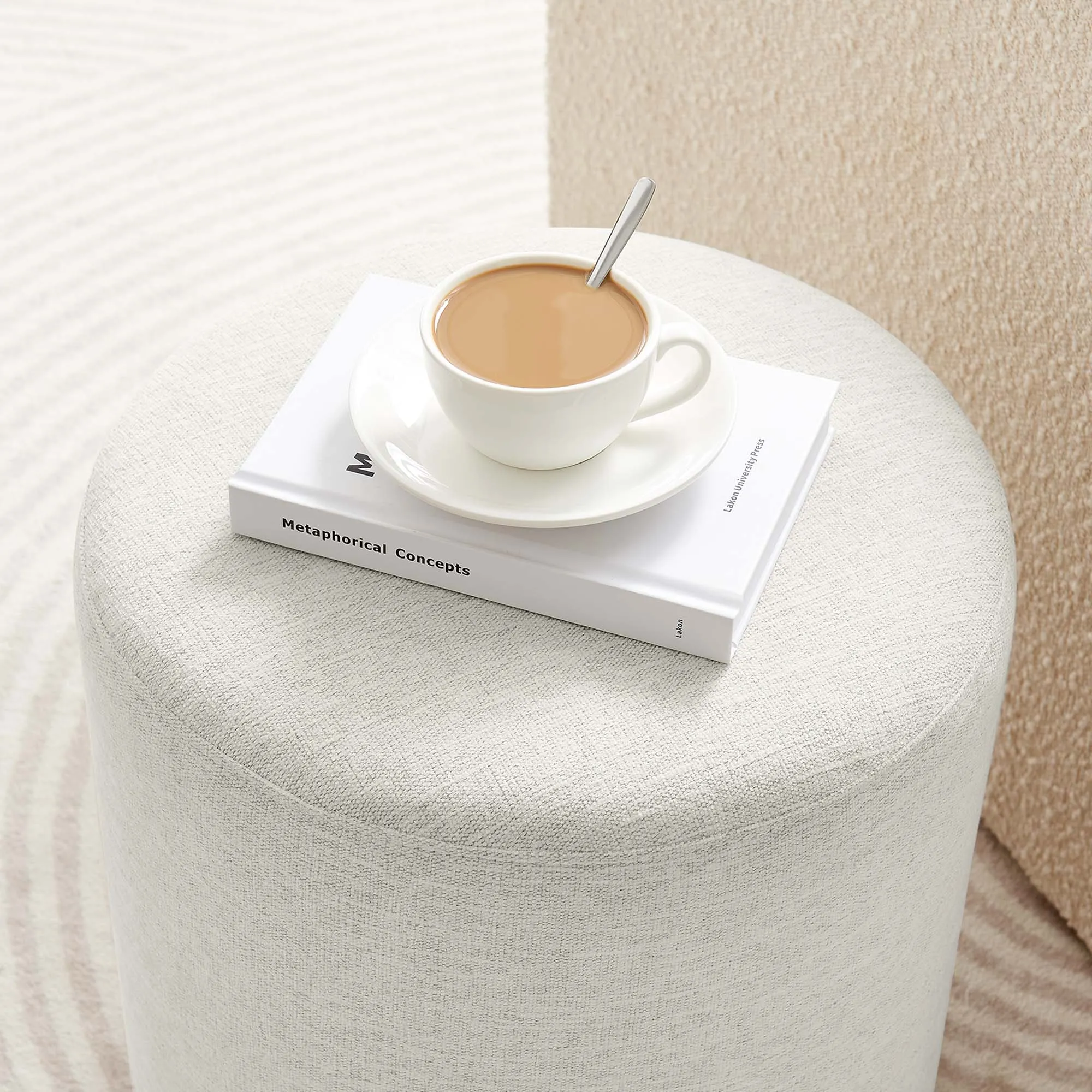 Callum 16" Round Woven Heathered Fabric Upholstered Ottoman by Modway