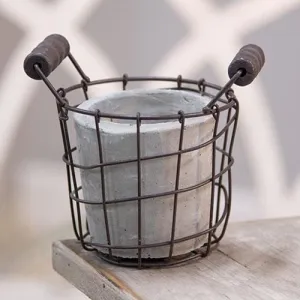 *Cement Pot with Metal Holder