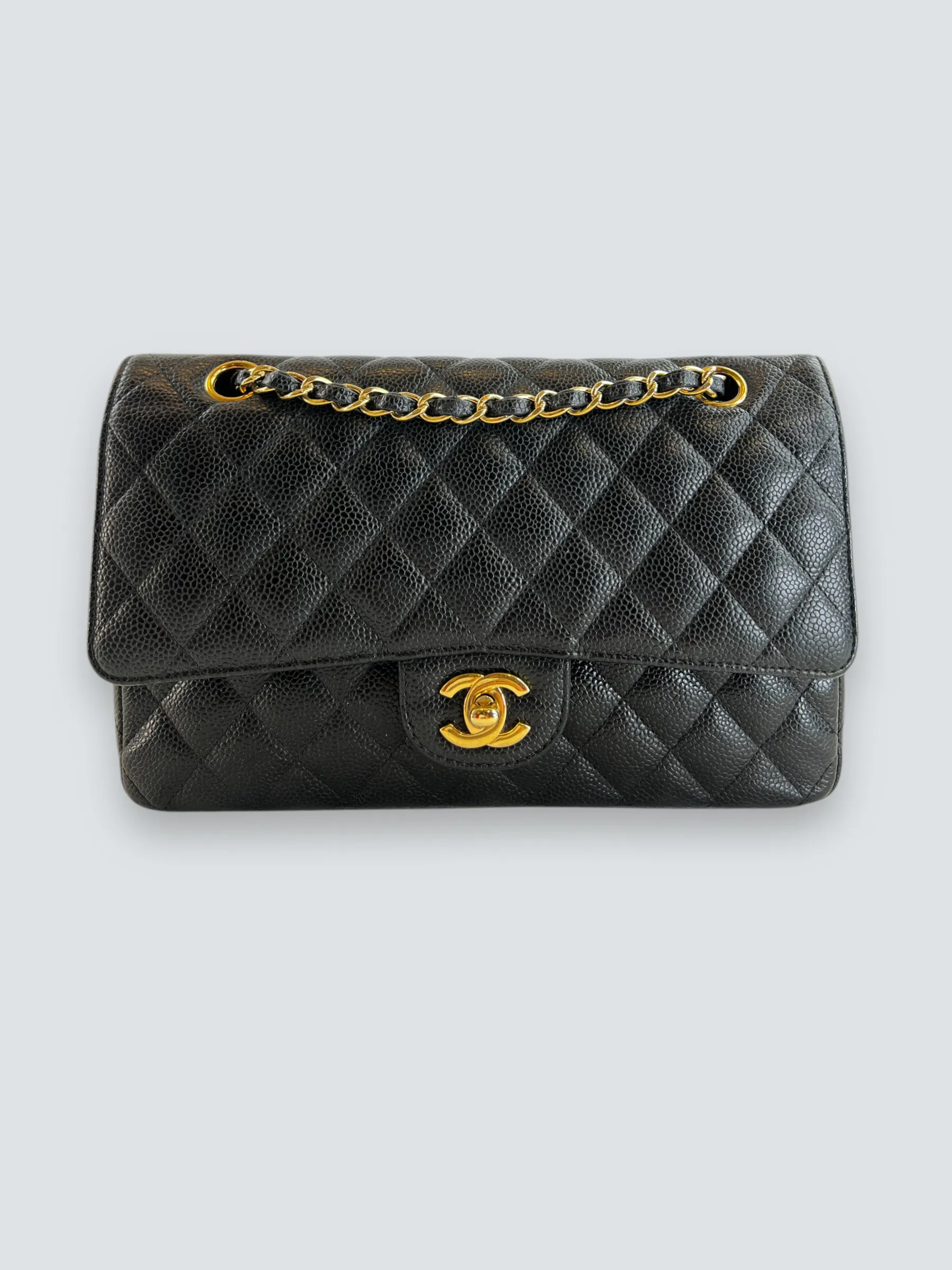 Chanel Black Caviar Leather Medium Double Flap