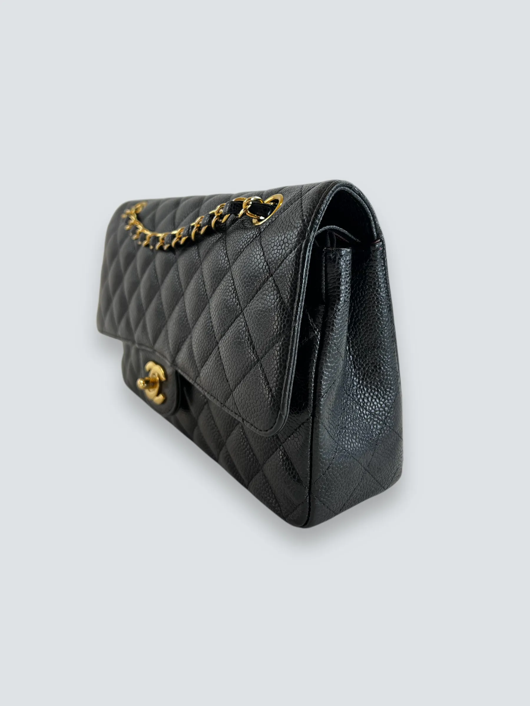 Chanel Black Caviar Leather Medium Double Flap