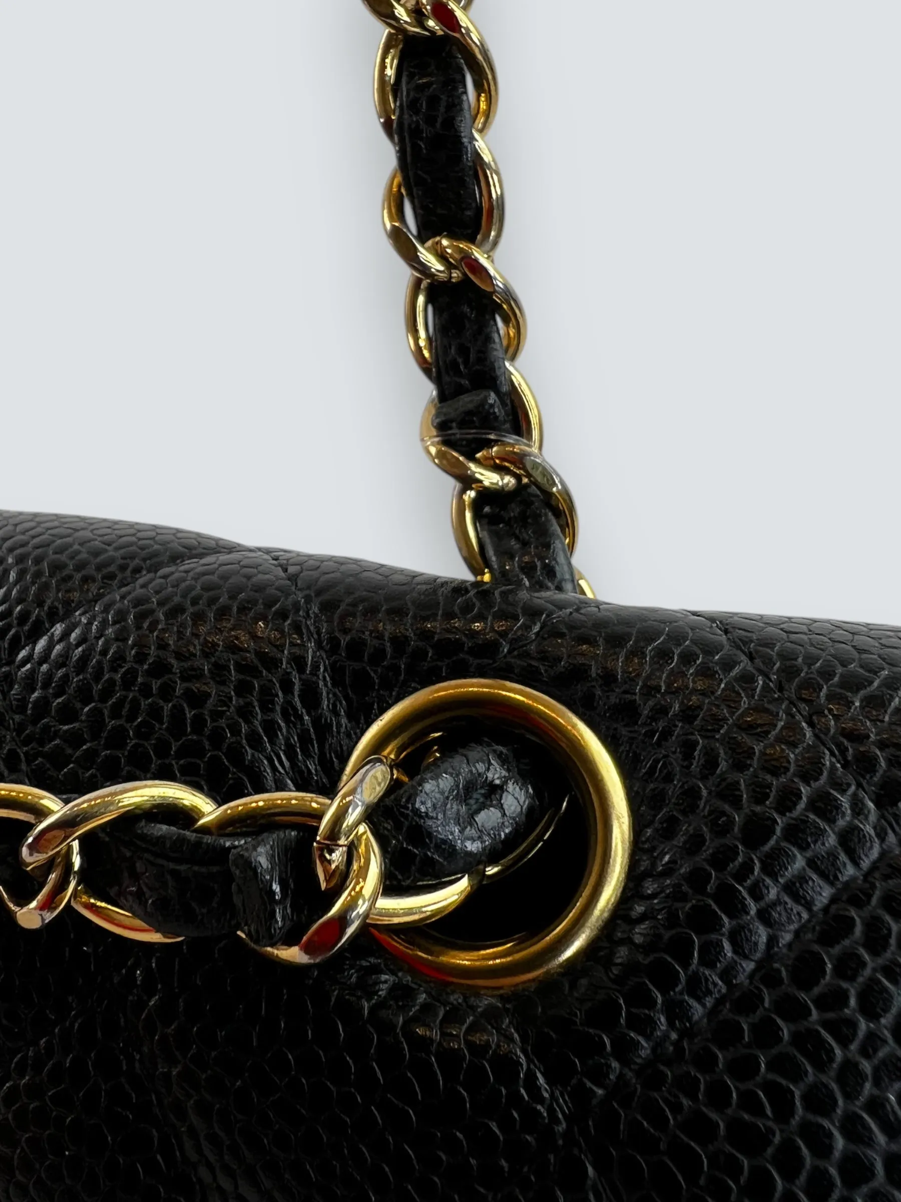 Chanel Black Caviar Leather Medium Double Flap