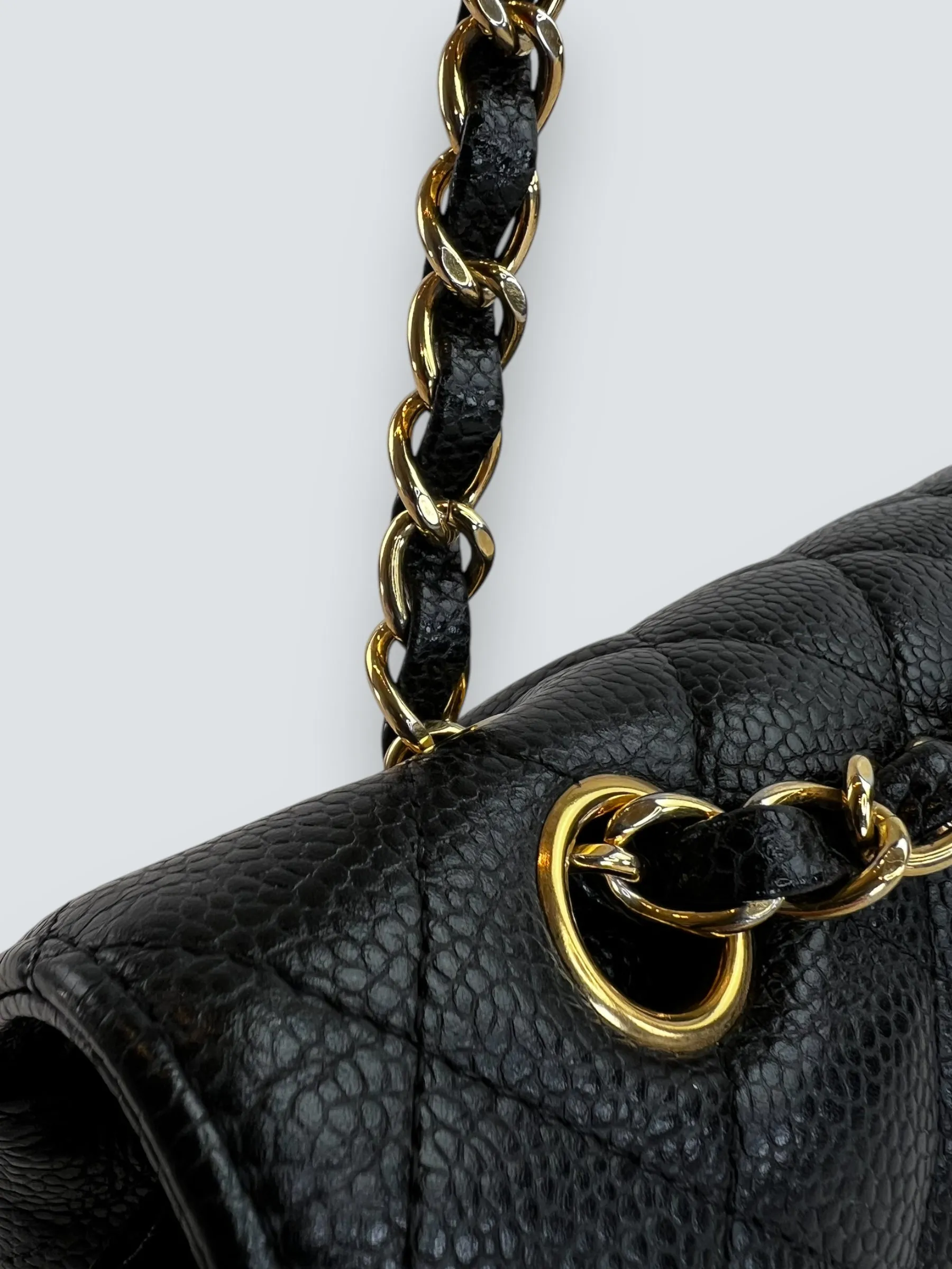 Chanel Black Caviar Leather Medium Double Flap