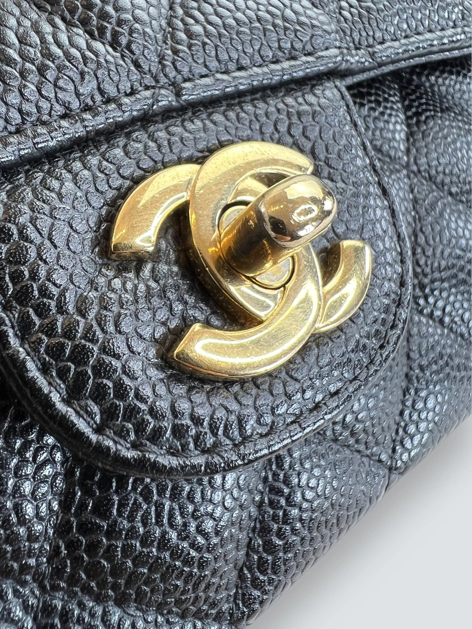Chanel Black Caviar Leather Medium Double Flap