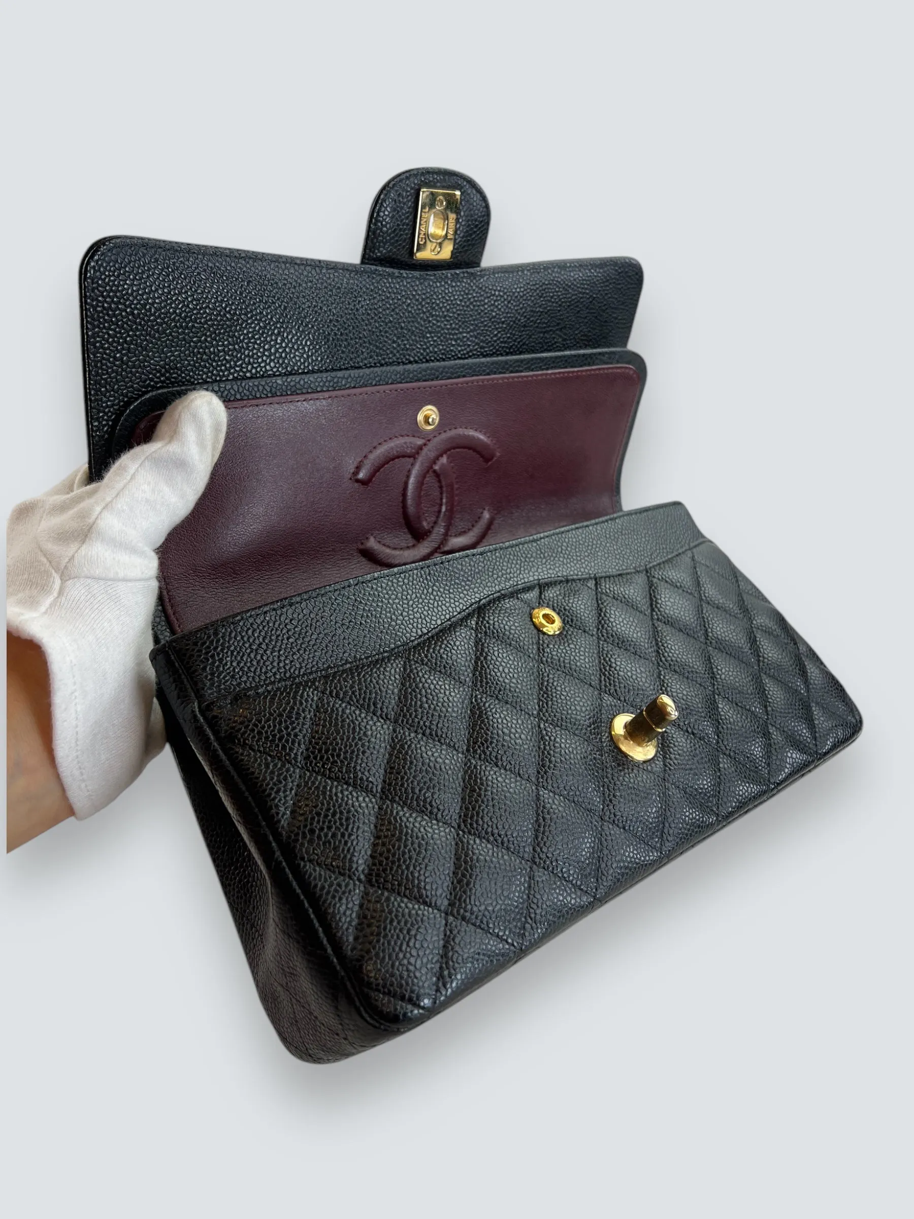 Chanel Black Caviar Leather Medium Double Flap