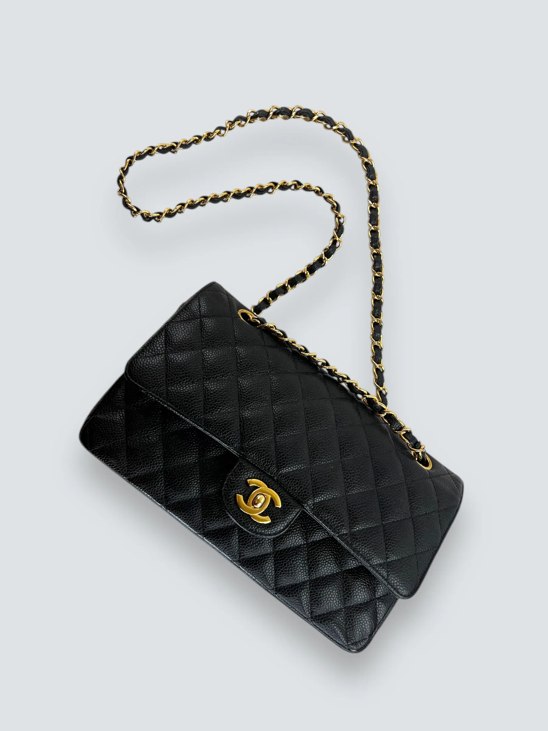 Chanel Black Caviar Leather Medium Double Flap