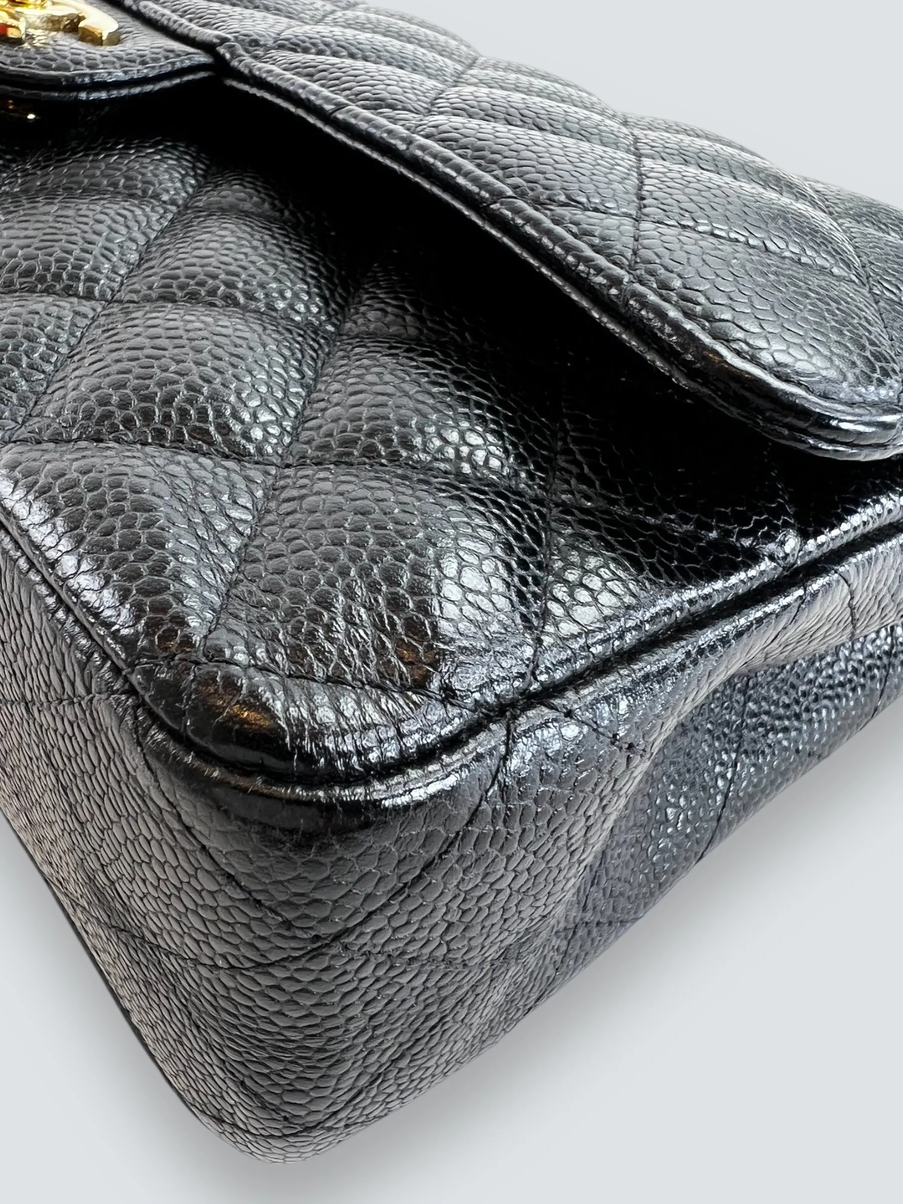 Chanel Black Caviar Leather Medium Double Flap