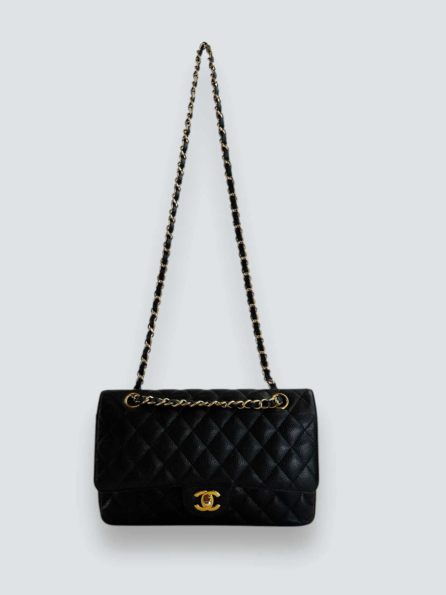 Chanel Black Caviar Leather Medium Double Flap