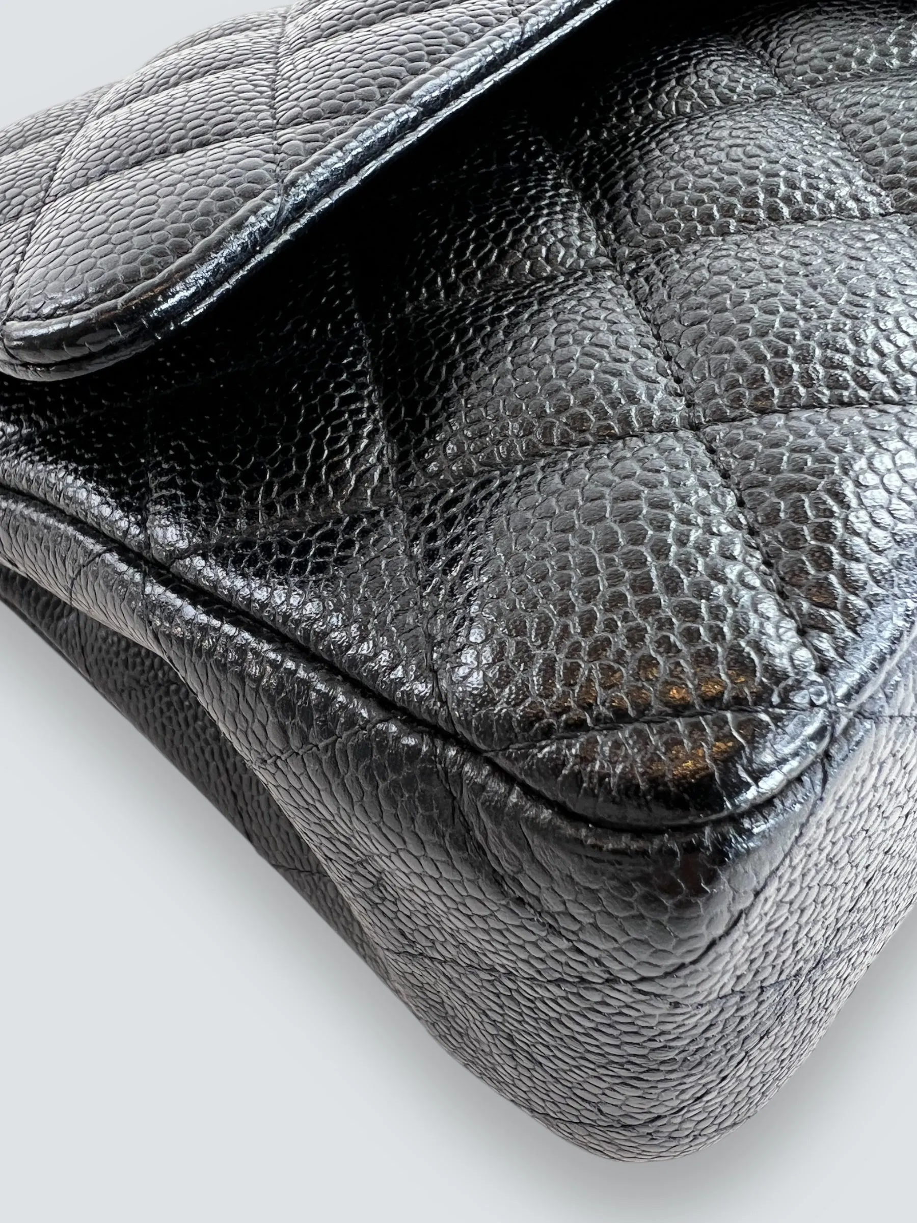 Chanel Black Caviar Leather Medium Double Flap