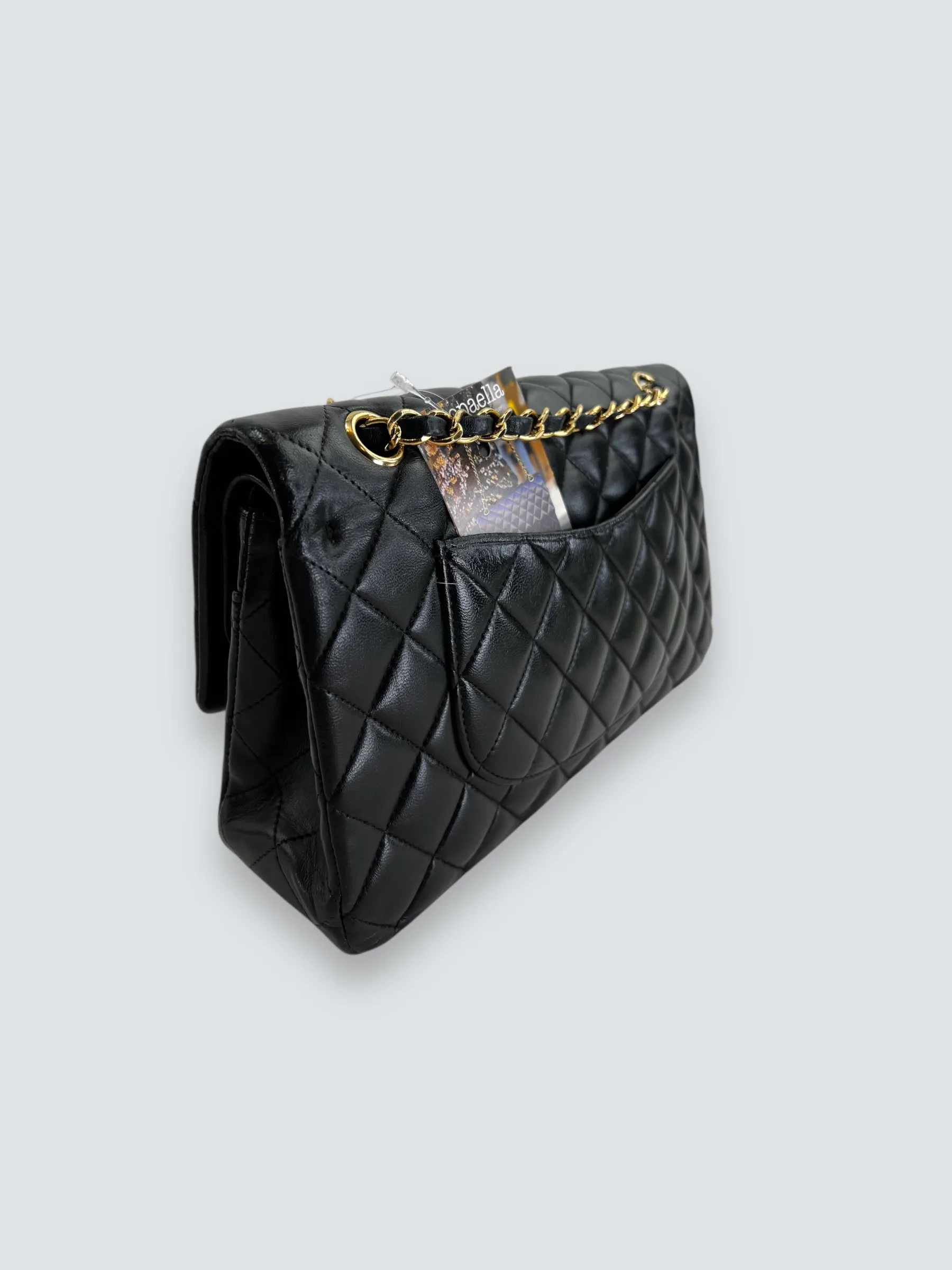 Chanel Black Lambskin Leather Medium Double Flap