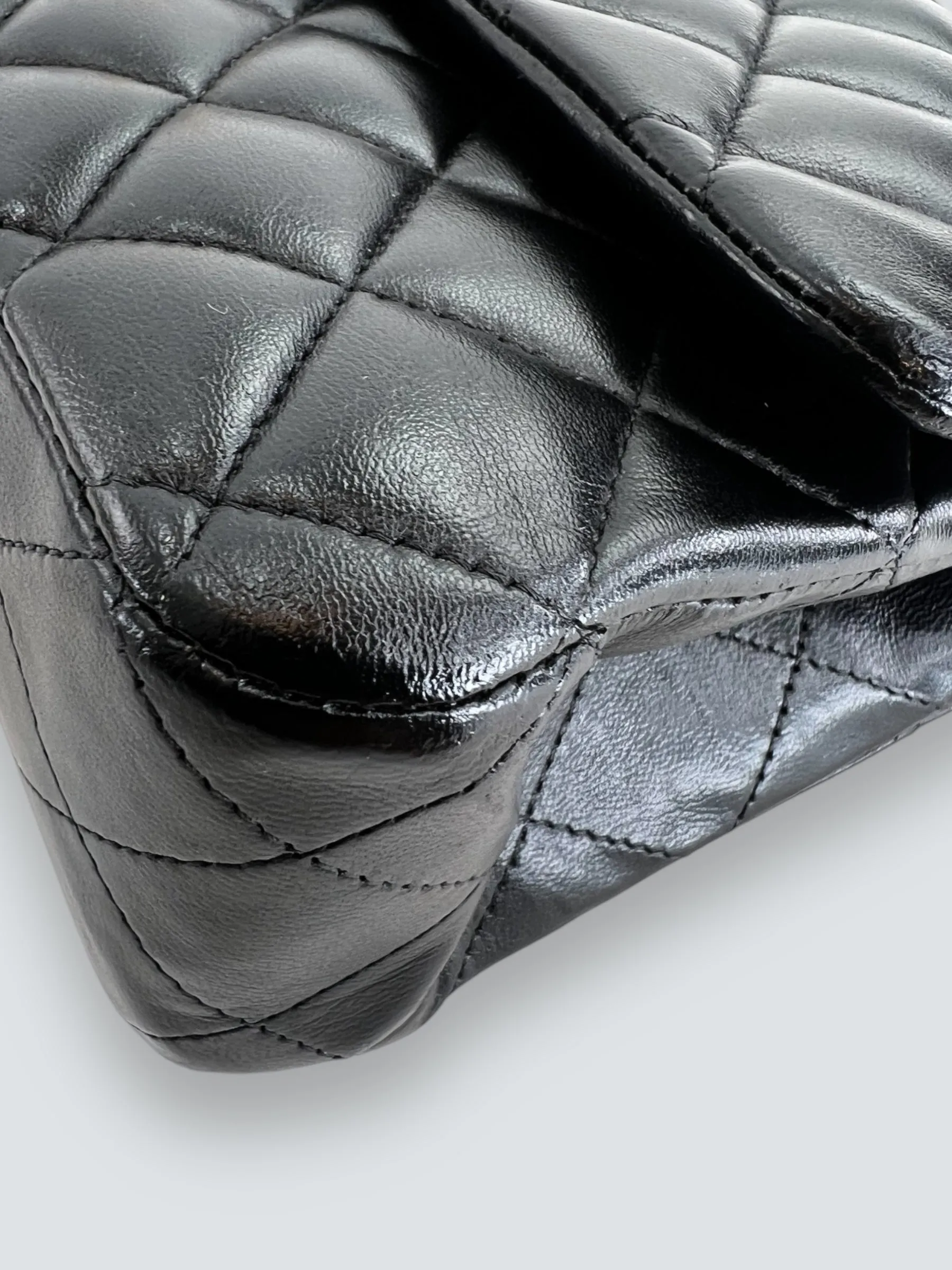 Chanel Black Lambskin Leather Medium Double Flap