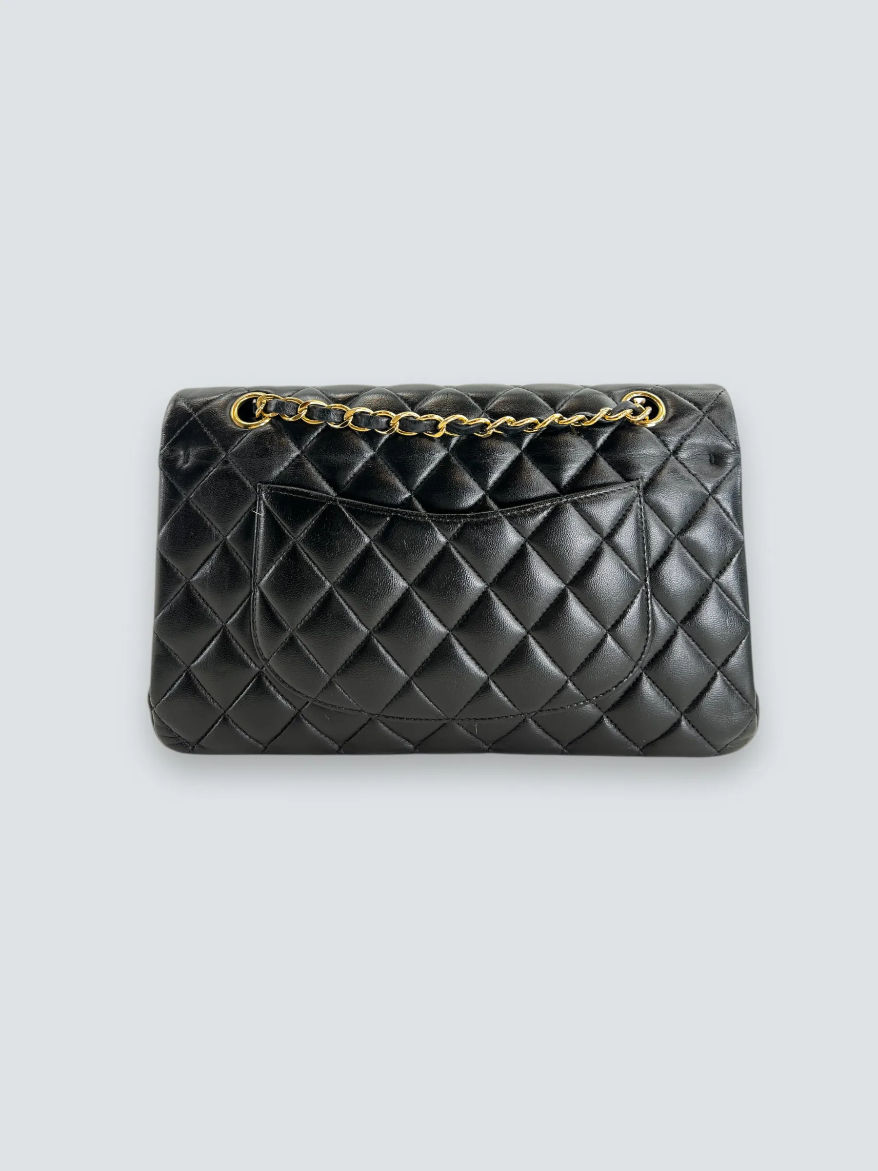 Chanel Black Lambskin Leather Medium Double Flap