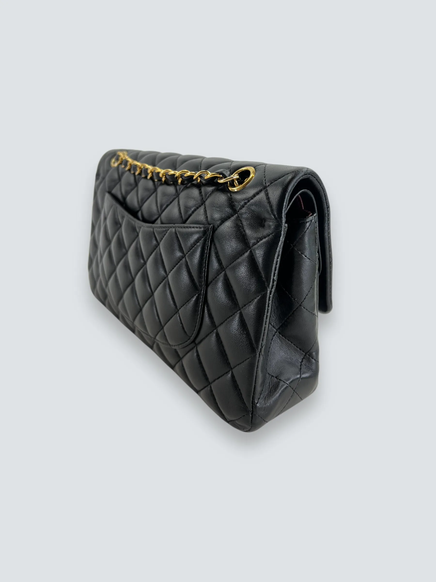 Chanel Black Lambskin Leather Medium Double Flap