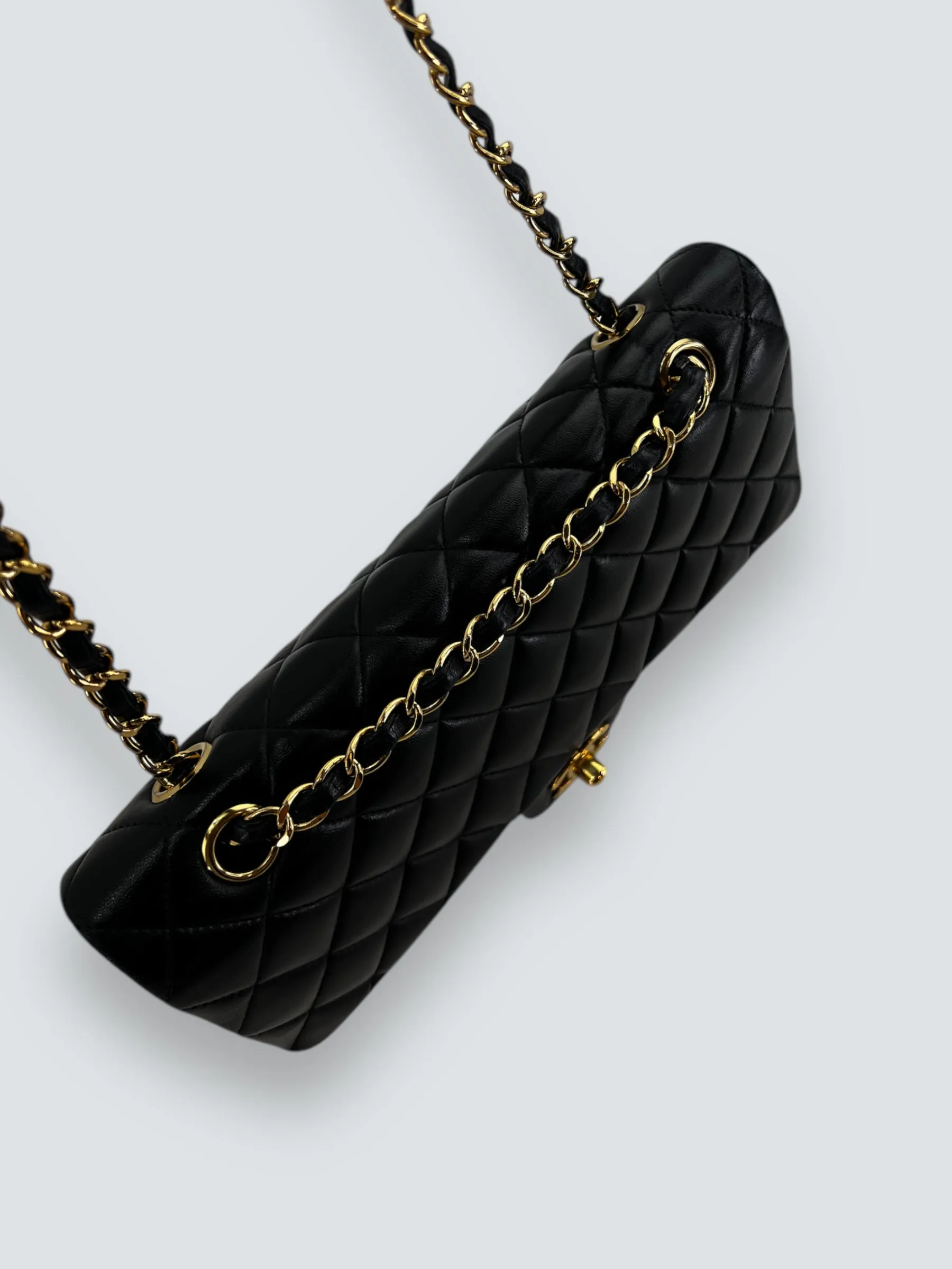Chanel Black Lambskin Leather Medium Double Flap