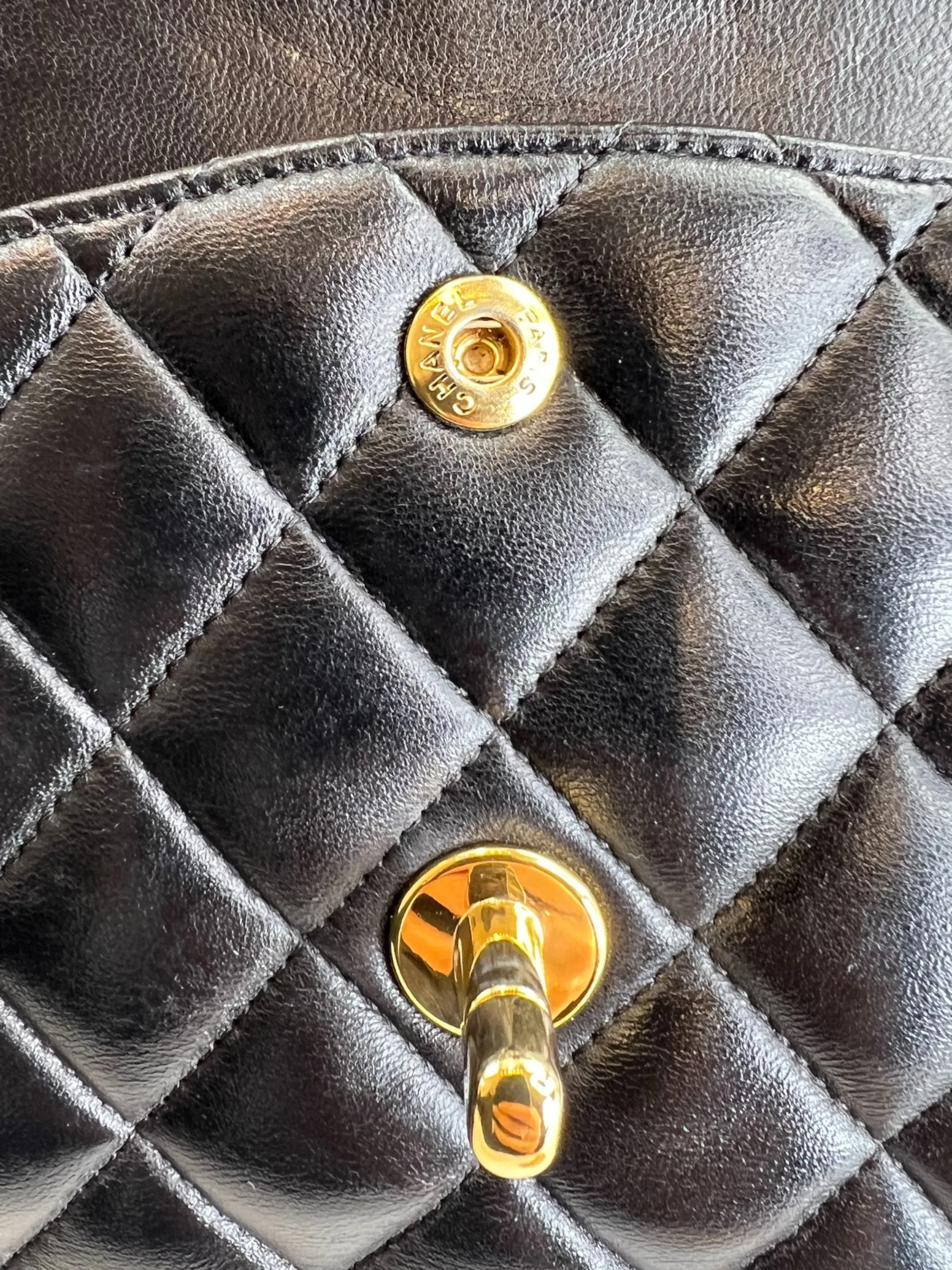 Chanel Black Lambskin Leather Medium Double Flap