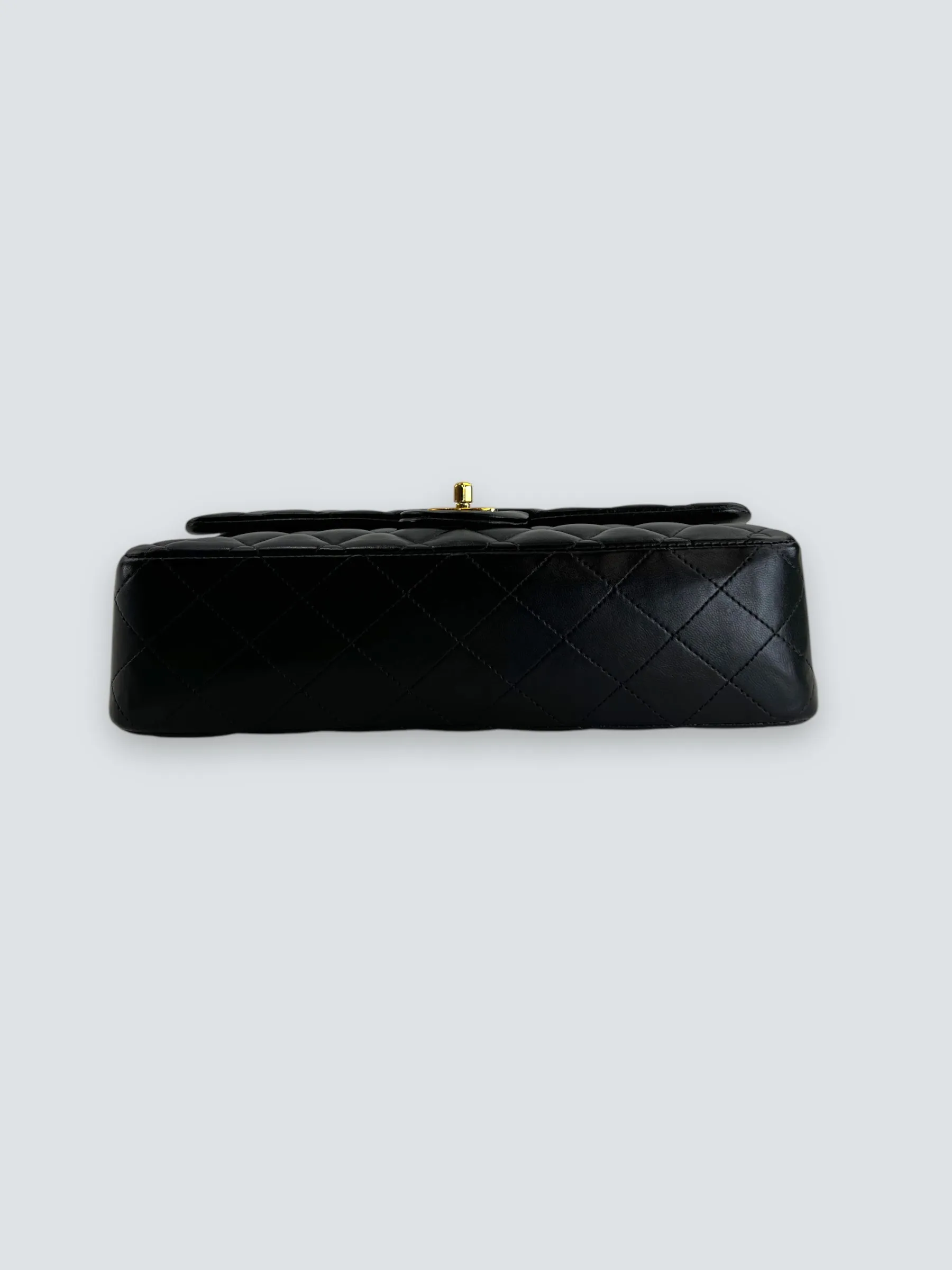 Chanel Black Lambskin Leather Medium Double Flap