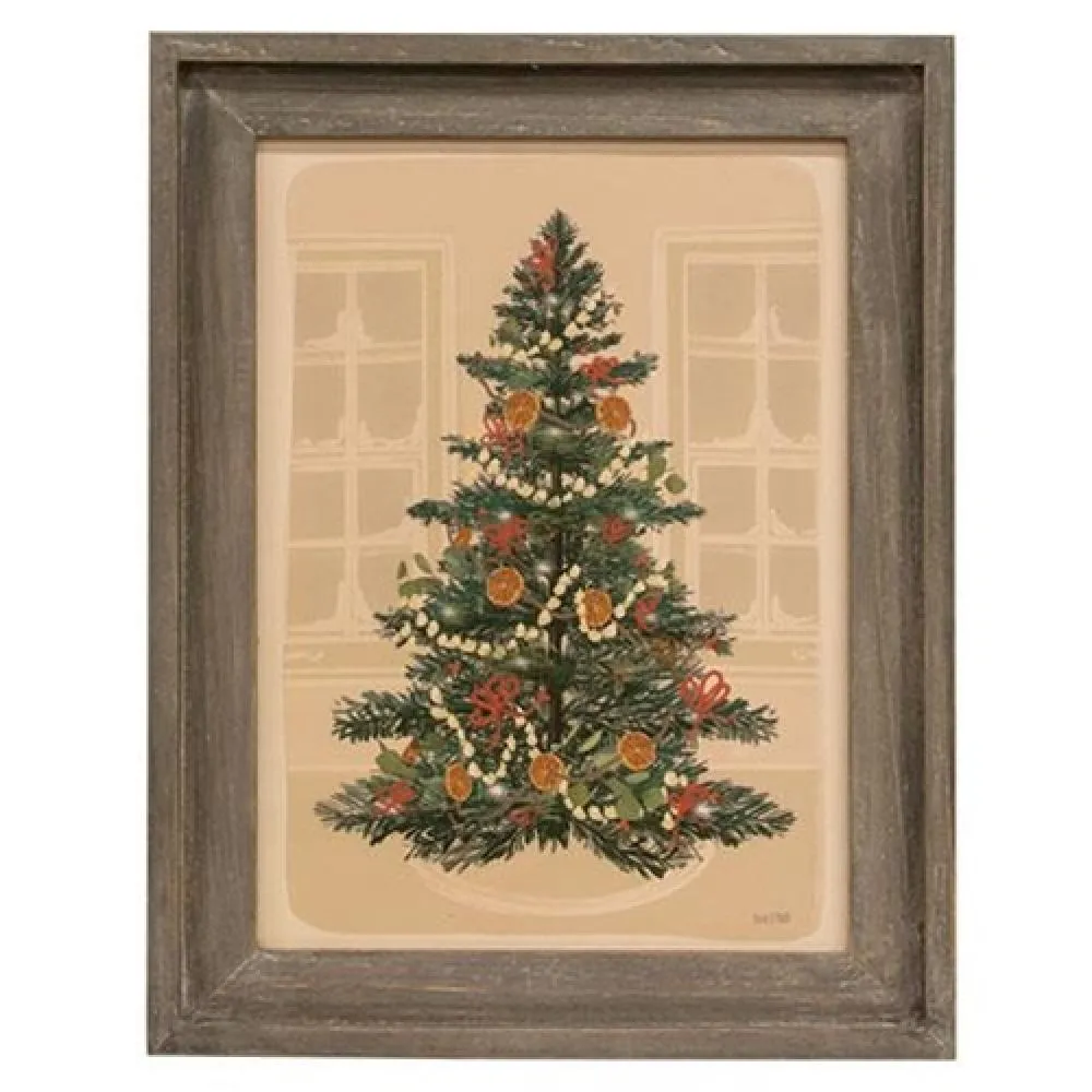 *Christmas Tree Gray Wood Framed Sign