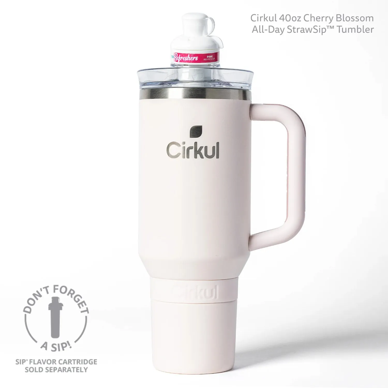 Cirkul 40oz All-Day StrawSip Double-Wall Insulated Stainless Steel Cherry Blossom Tumbler with Handle
