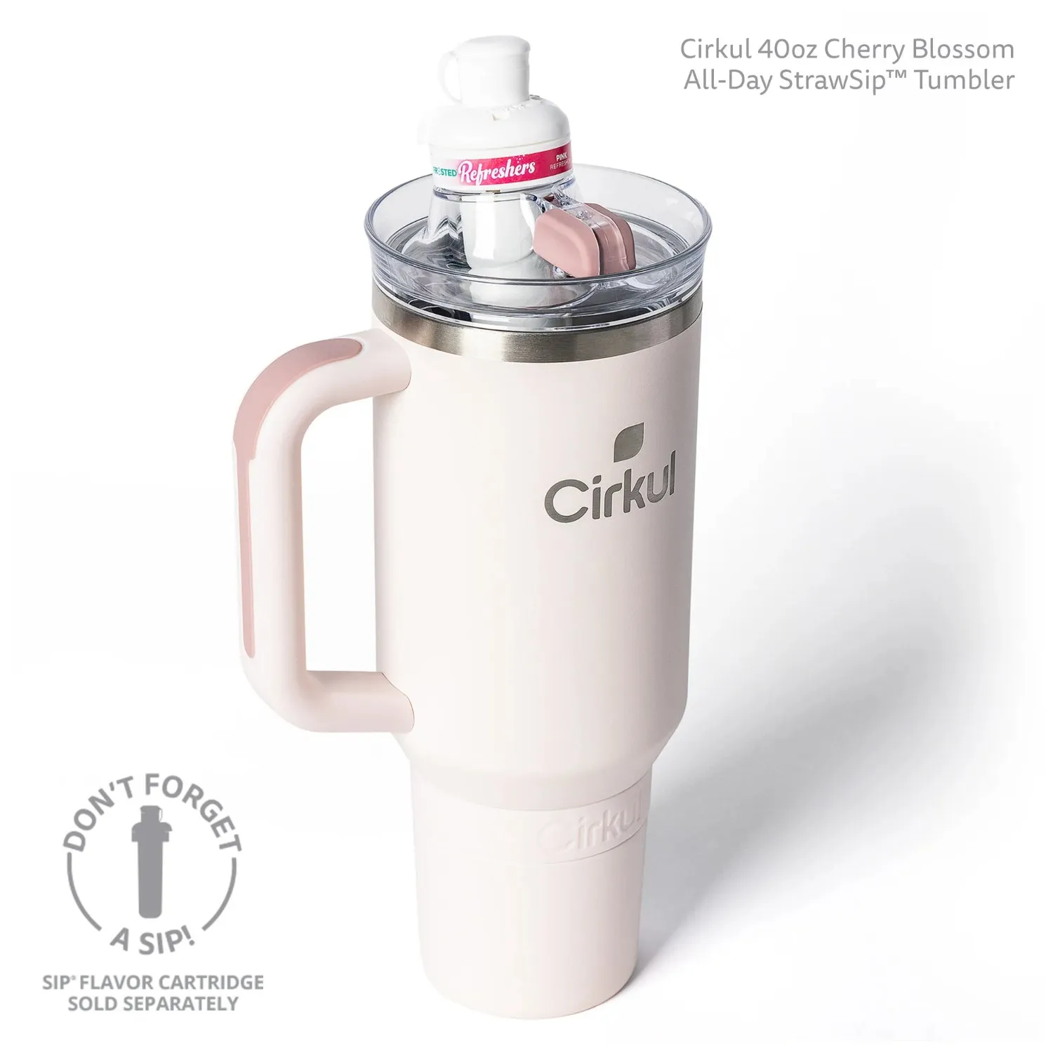 Cirkul 40oz All-Day StrawSip Double-Wall Insulated Stainless Steel Cherry Blossom Tumbler with Handle