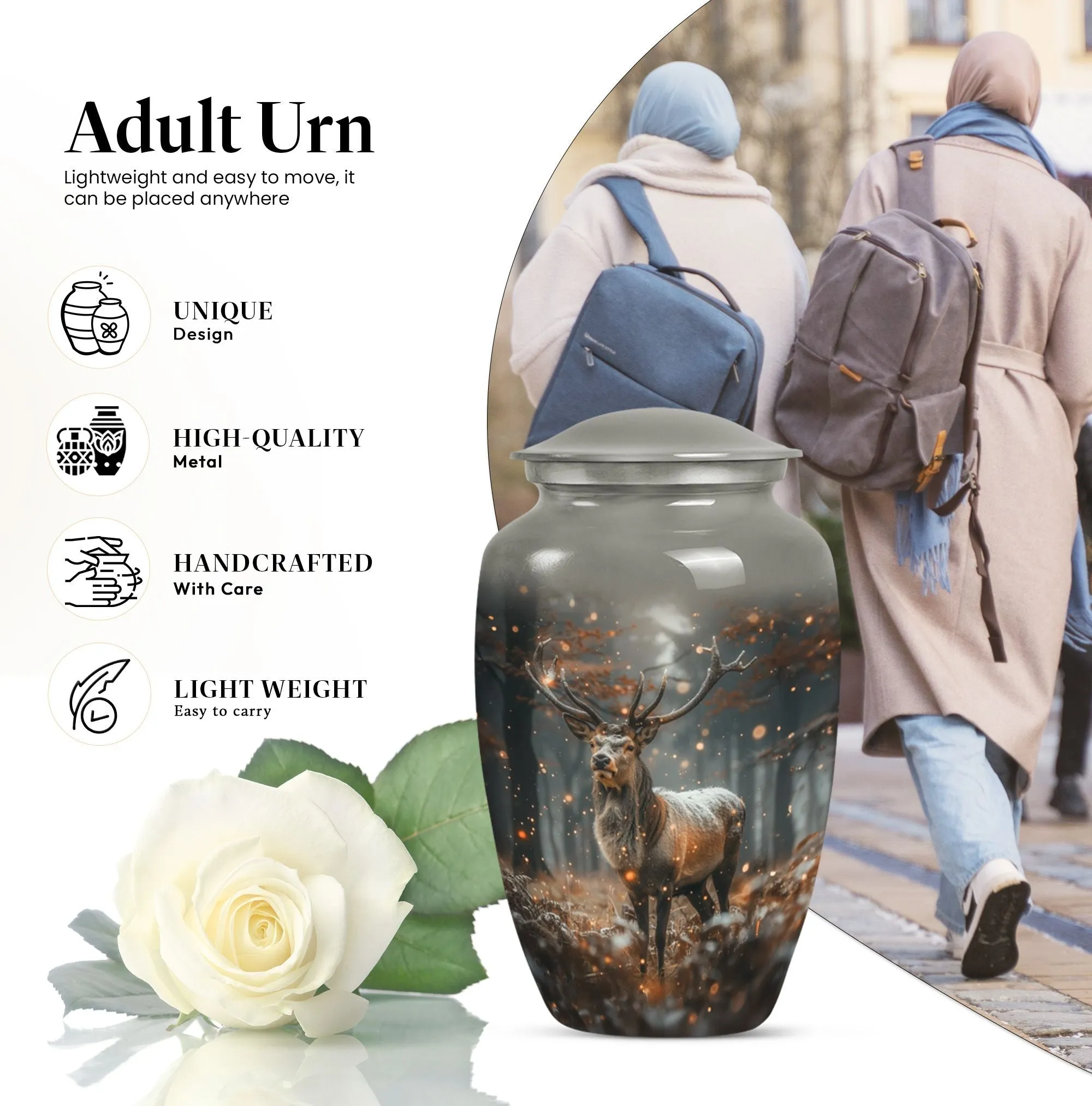 Classic Deer Urn: Memorial Cremation with Personalized