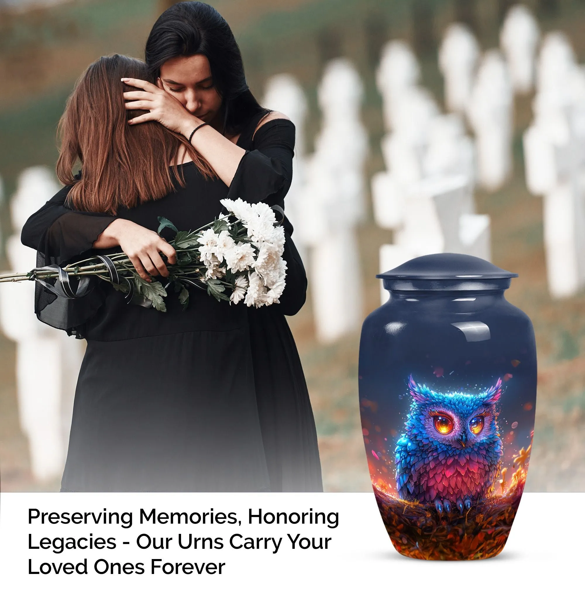 Classic Owl Ornamental Keepsake - Cremation Urn for Adults