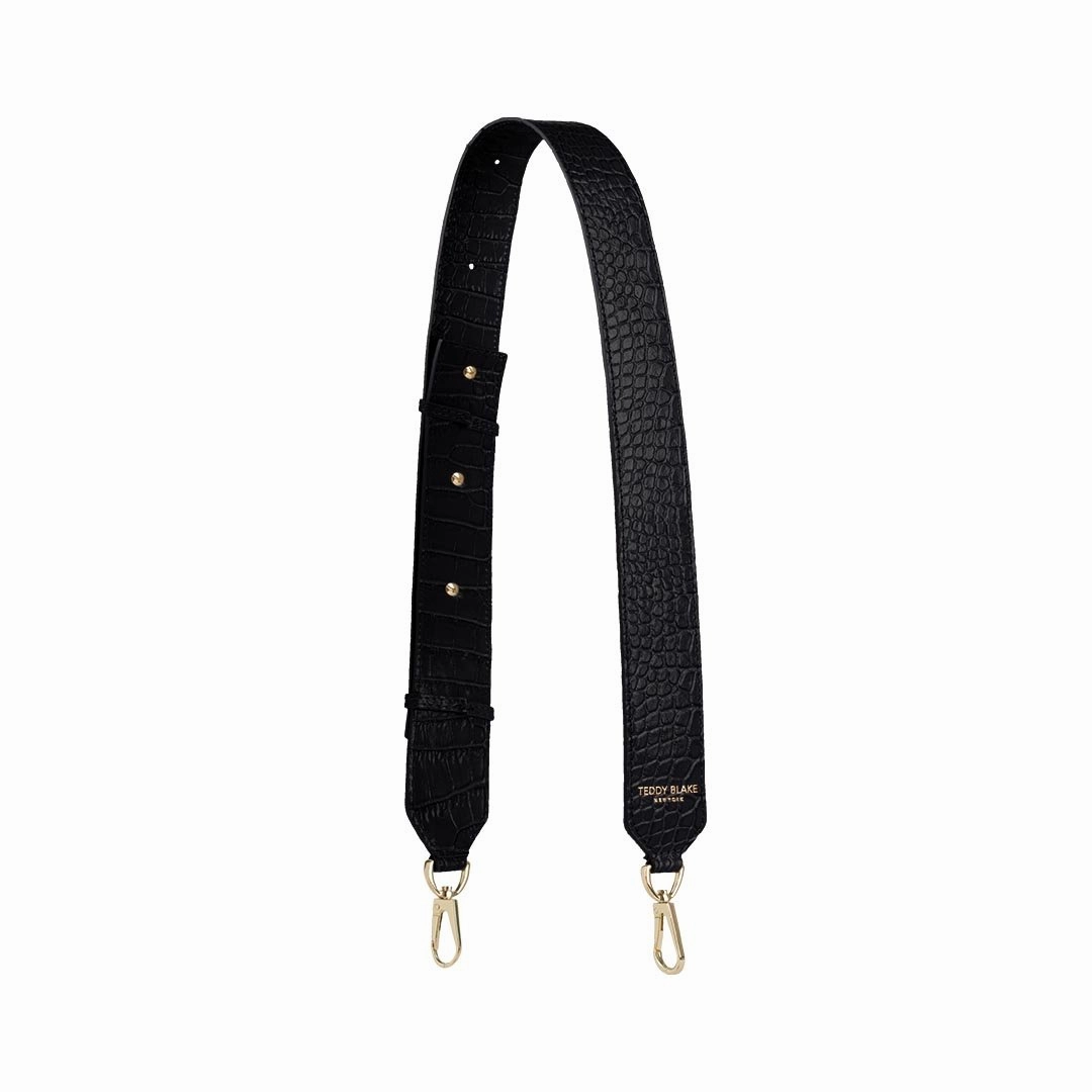 Croco Leather Wide Strap - Black