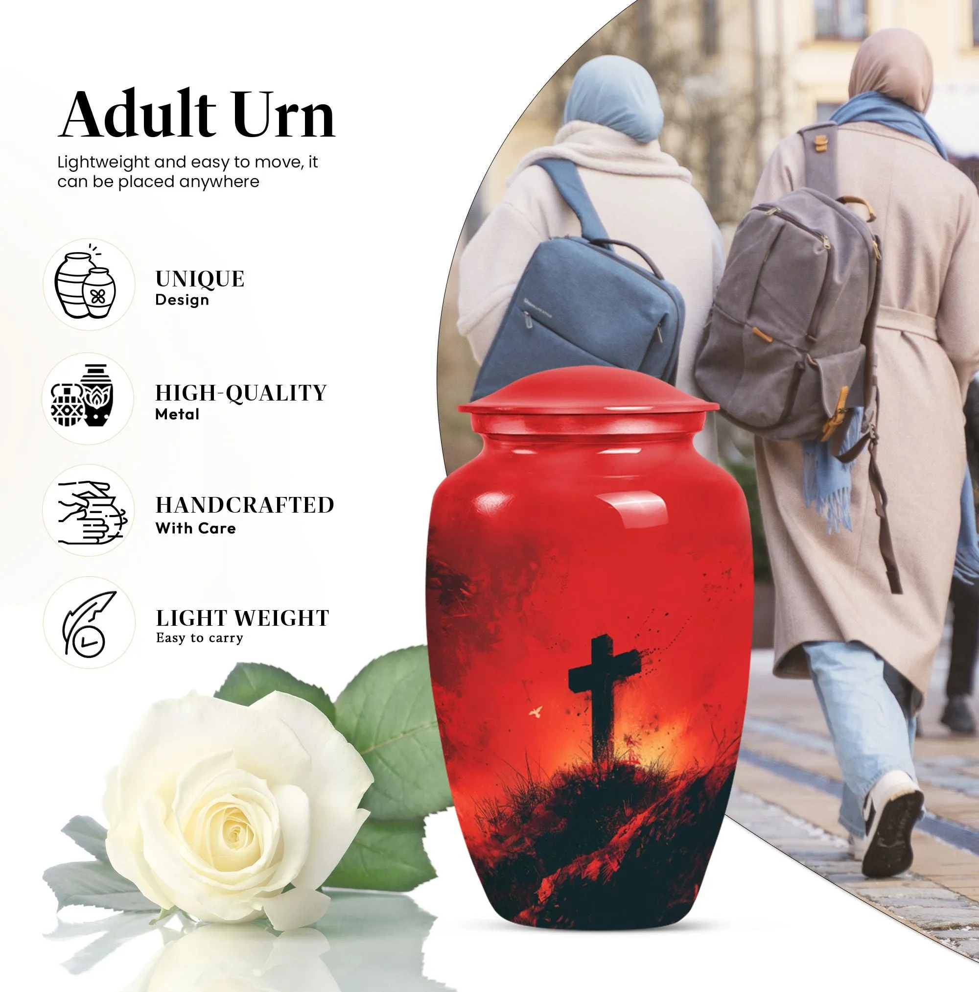 Cross and Burial Custom Cremation Urn For A Special Memorial