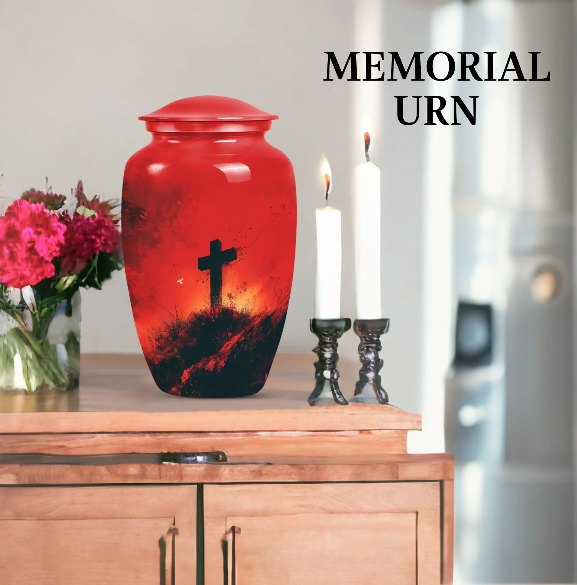 Cross and Burial Custom Cremation Urn For A Special Memorial