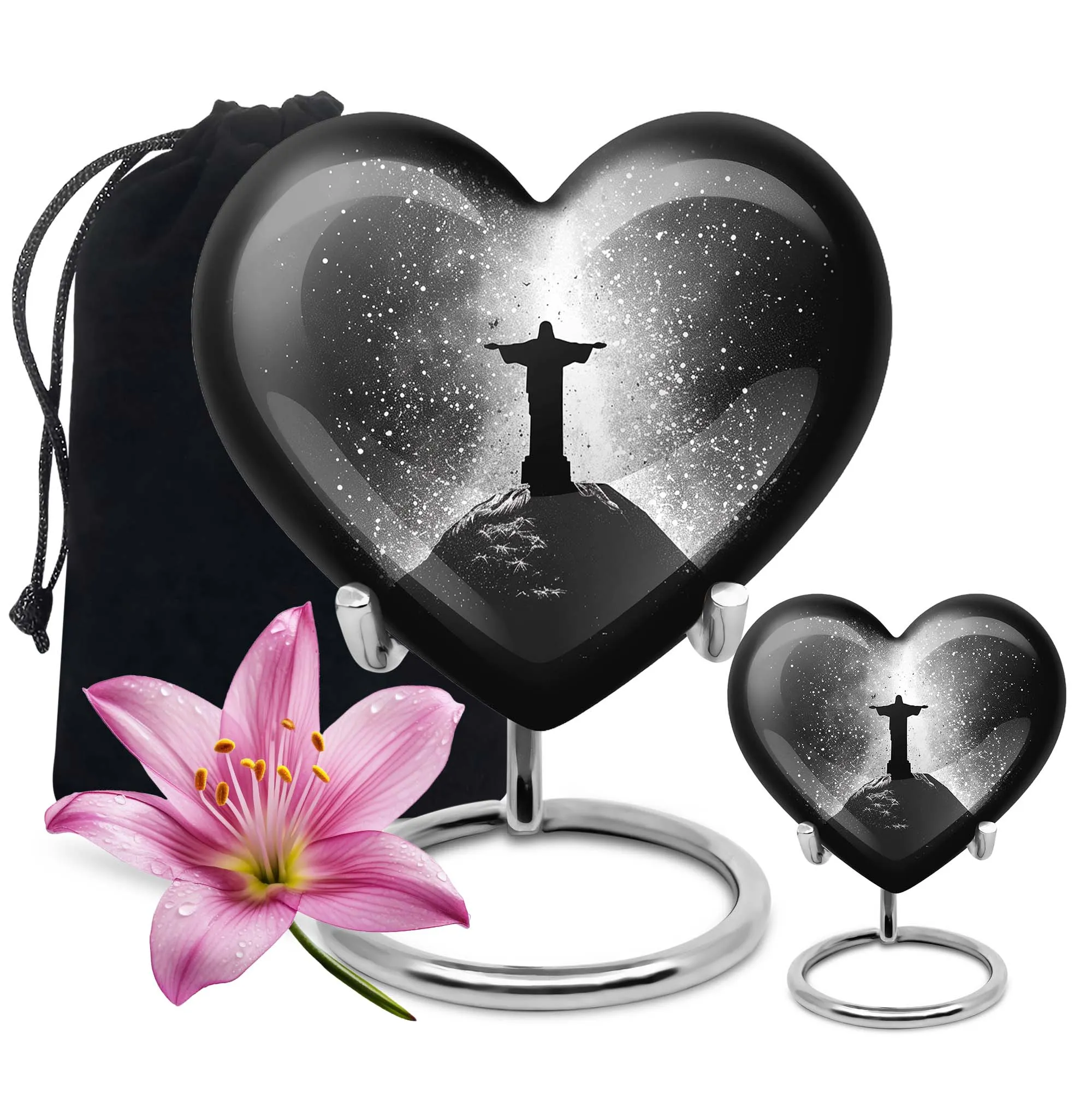Cross Urn Cremation for Male Ashes - Memorial Heart Urn