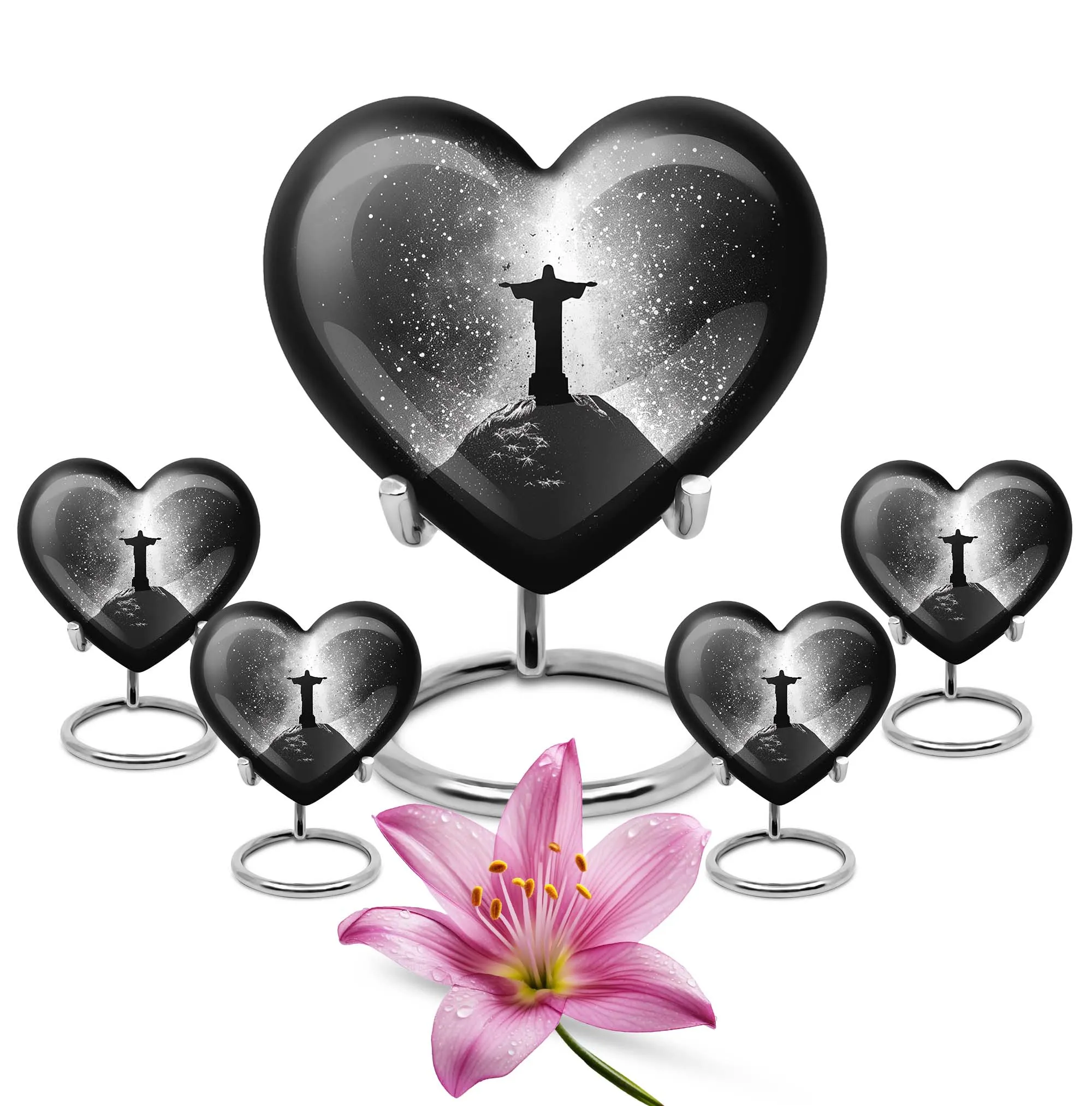 Cross Urn Cremation for Male Ashes - Memorial Heart Urn