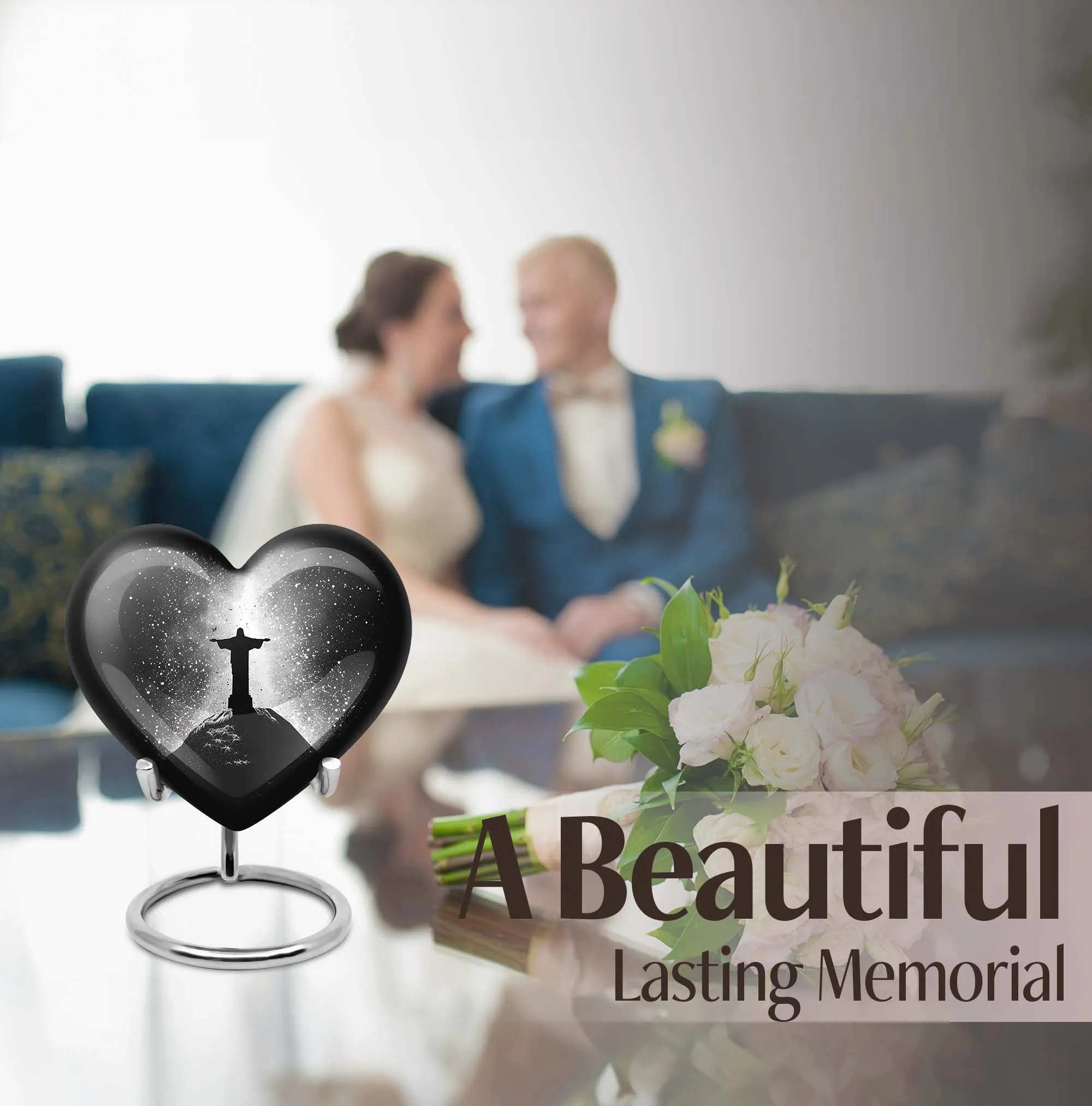 Cross Urn Cremation for Male Ashes - Memorial Heart Urn