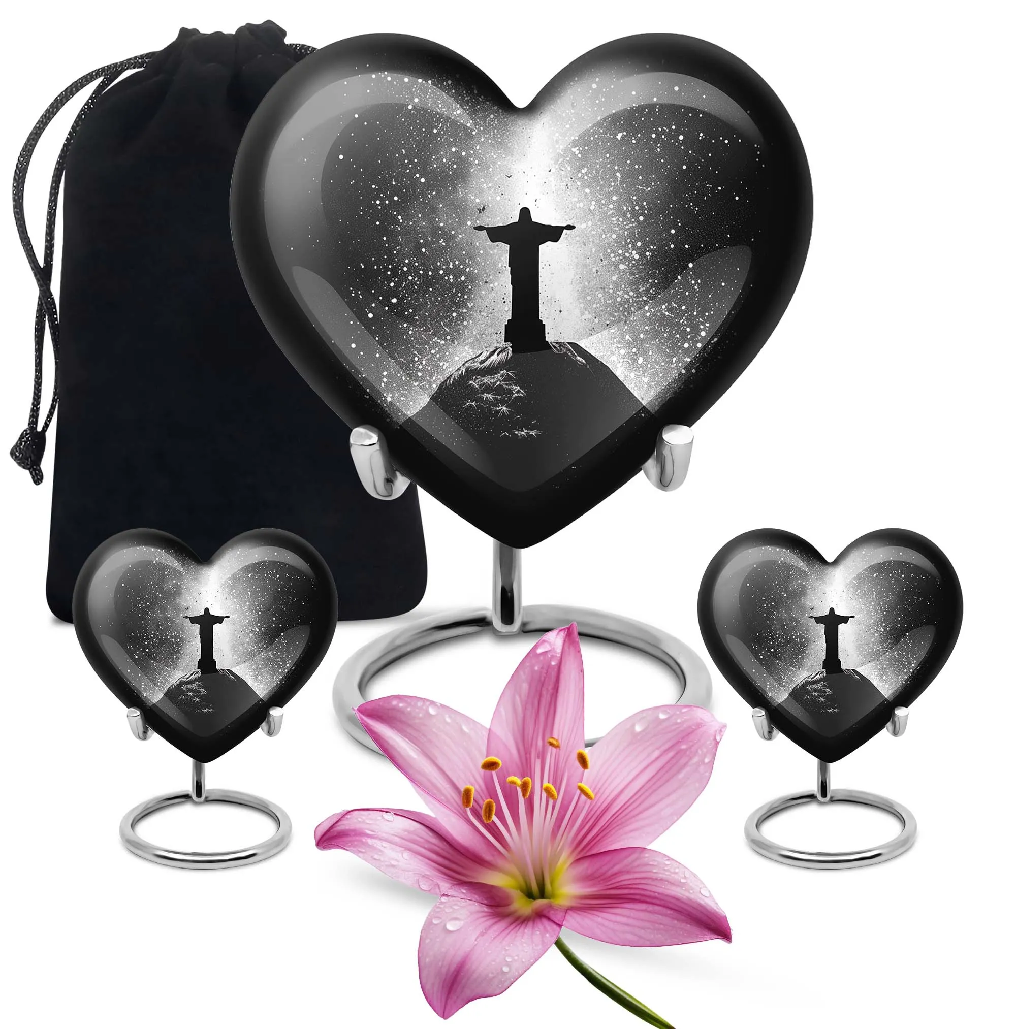 Cross Urn Cremation for Male Ashes - Memorial Heart Urn