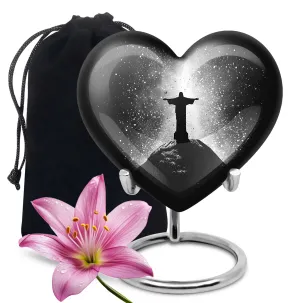 Cross Urn Cremation for Male Ashes - Memorial Heart Urn