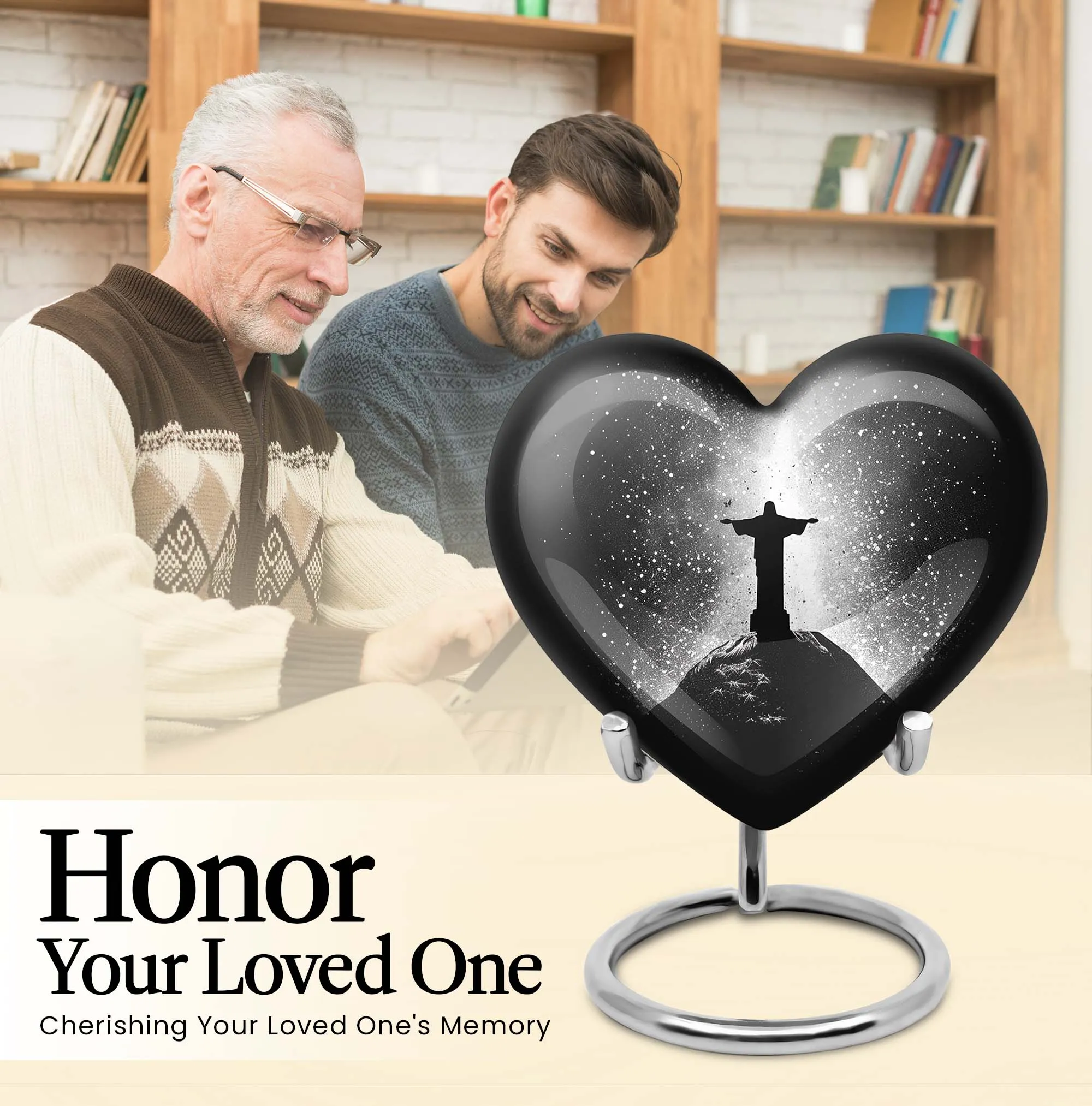 Cross Urn Cremation for Male Ashes - Memorial Heart Urn