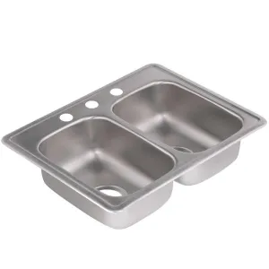 Dayton Drop-In Stainless Steel 25 in. 3-Hole Double Bowl Kitchen Sink