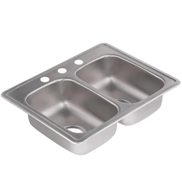 Dayton Drop-In Stainless Steel 25 in. 3-Hole Double Bowl Kitchen Sink