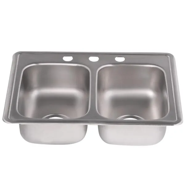 Dayton Drop-In Stainless Steel 25 in. 3-Hole Double Bowl Kitchen Sink