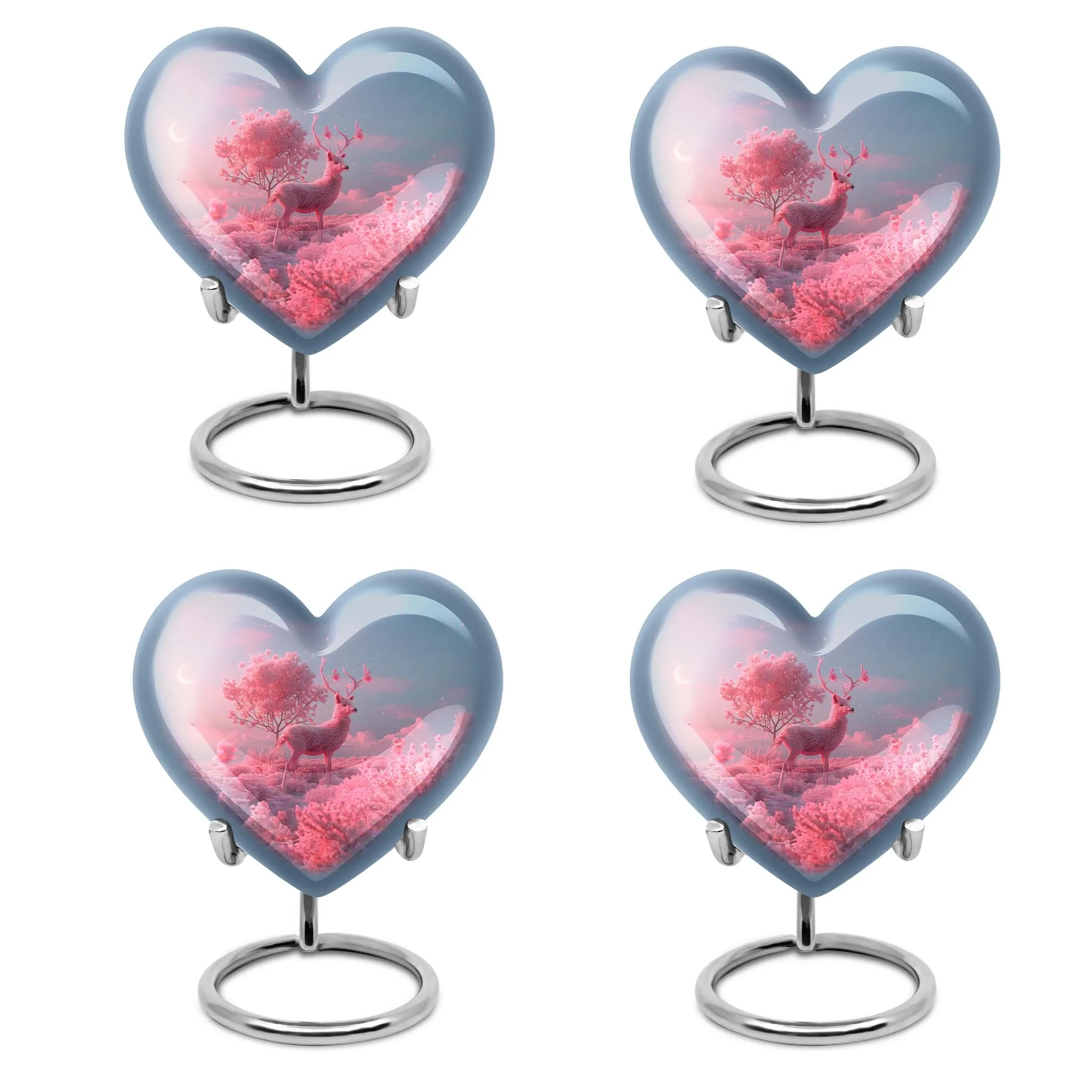 Deer Eternal Rest 10 inch Large, Aluminum Heart Memorial Urn