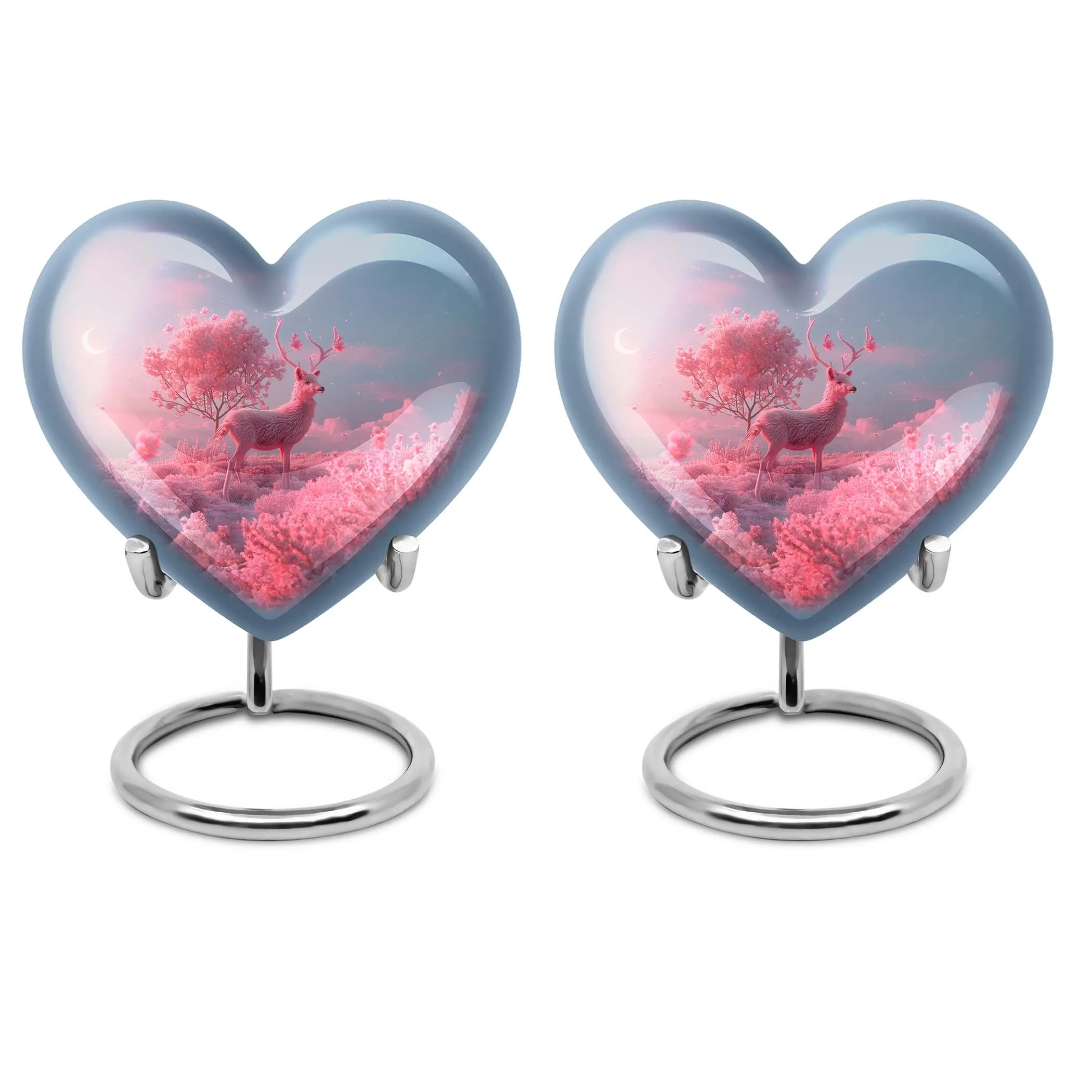 Deer Eternal Rest 10 inch Large, Aluminum Heart Memorial Urn