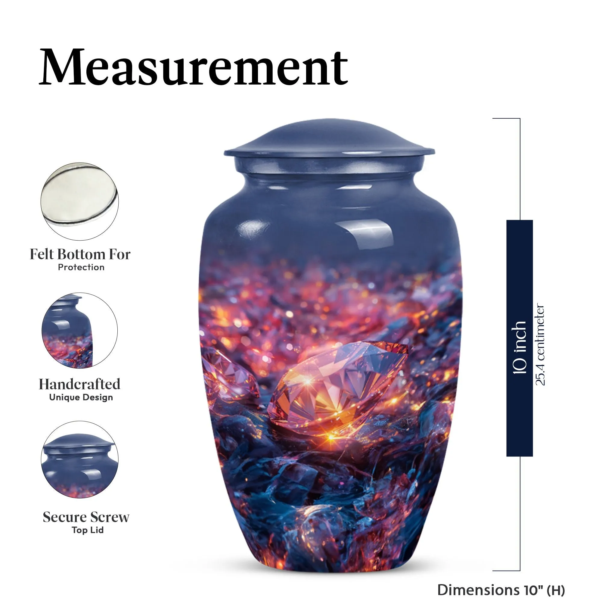 Diamond Custom Urn for Human Ashes Cherished Memorials